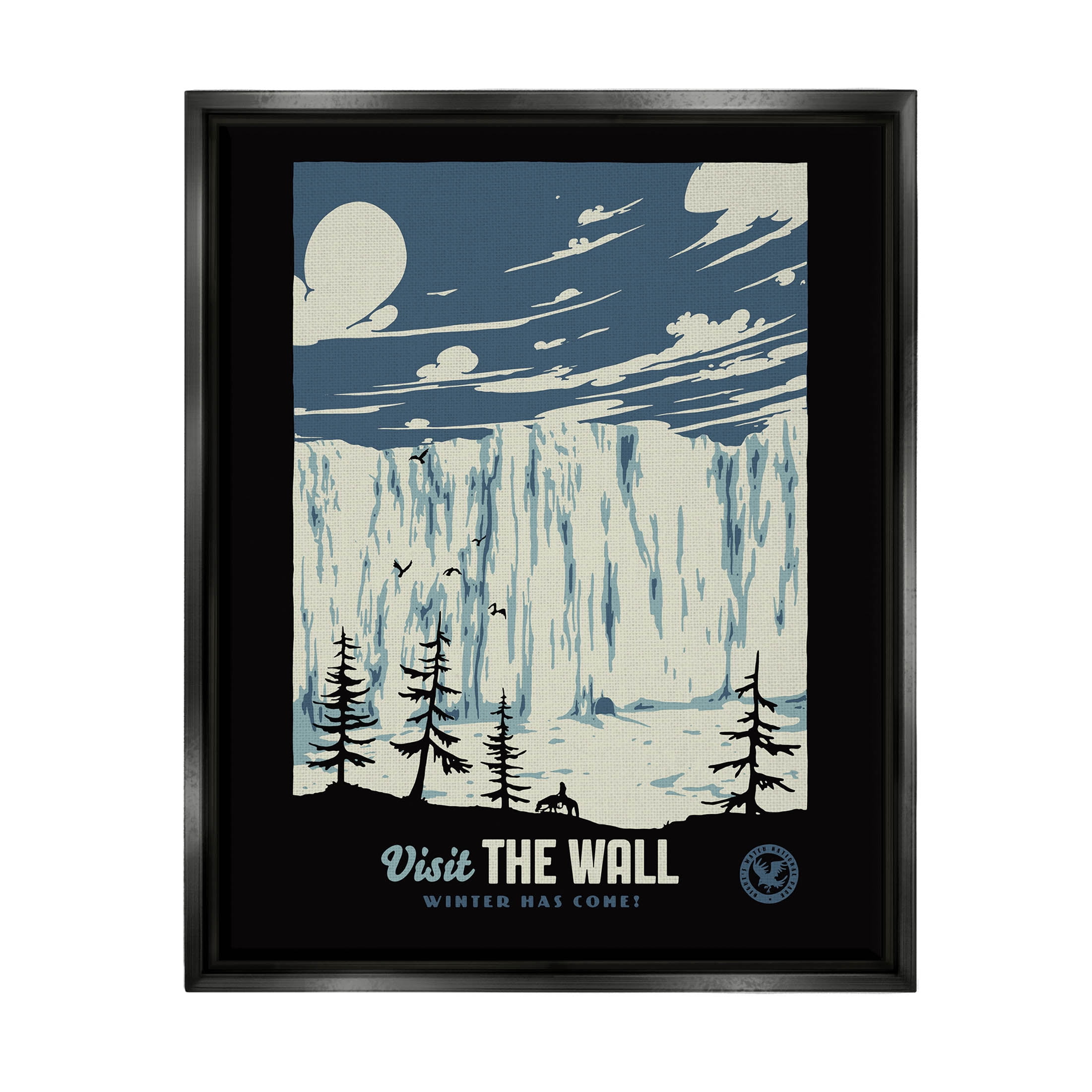 Stupell Industries Winter Has Come Fantasy Landscape Graphic Art Jet Black Floating Framed Canvas Print Wall Art, Design by Matheus Lopes Castro