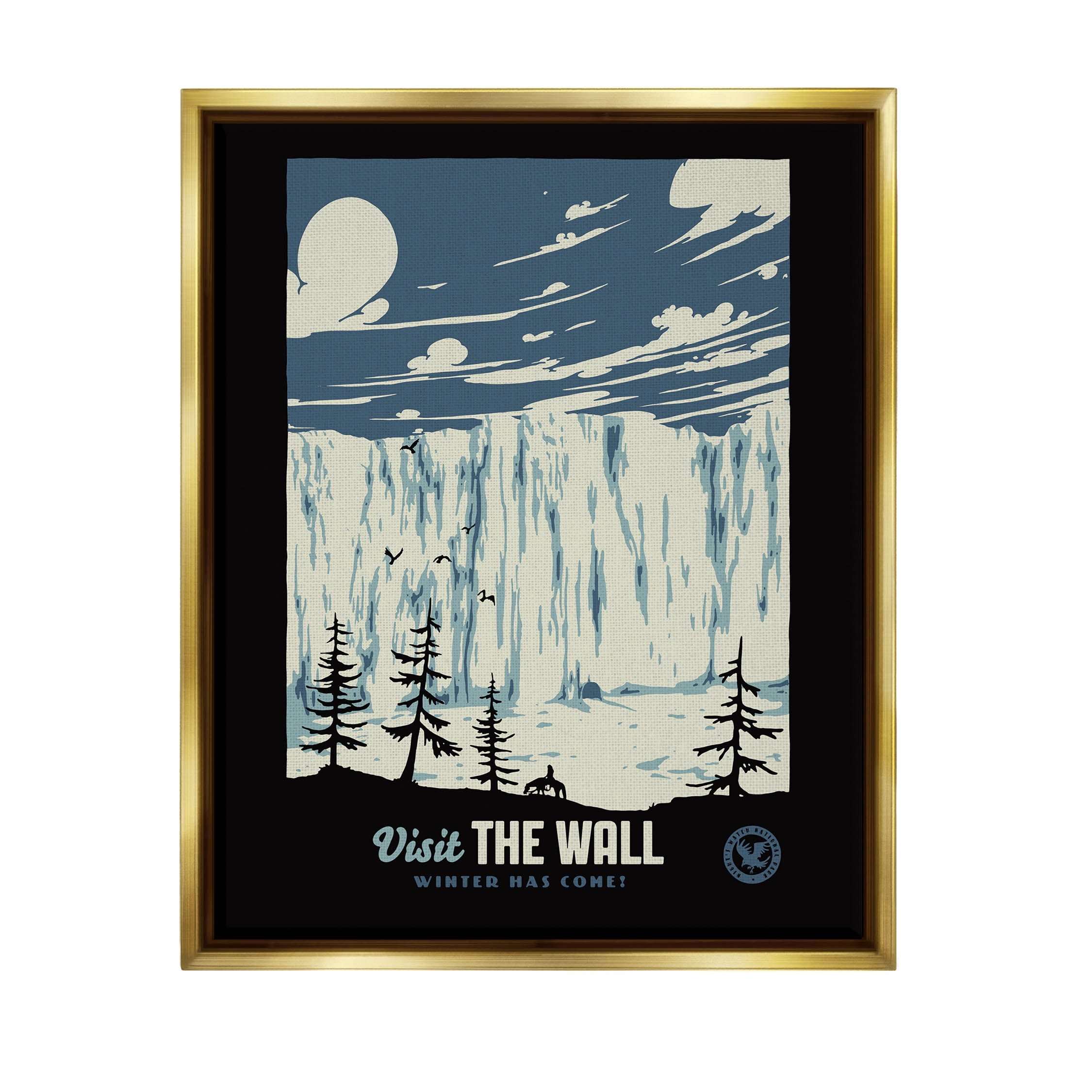 Stupell Industries Winter Has Come Fantasy Landscape Graphic Art Metallic Gold Floating Framed Canvas Print Wall Art, Design by Matheus Lopes Castro