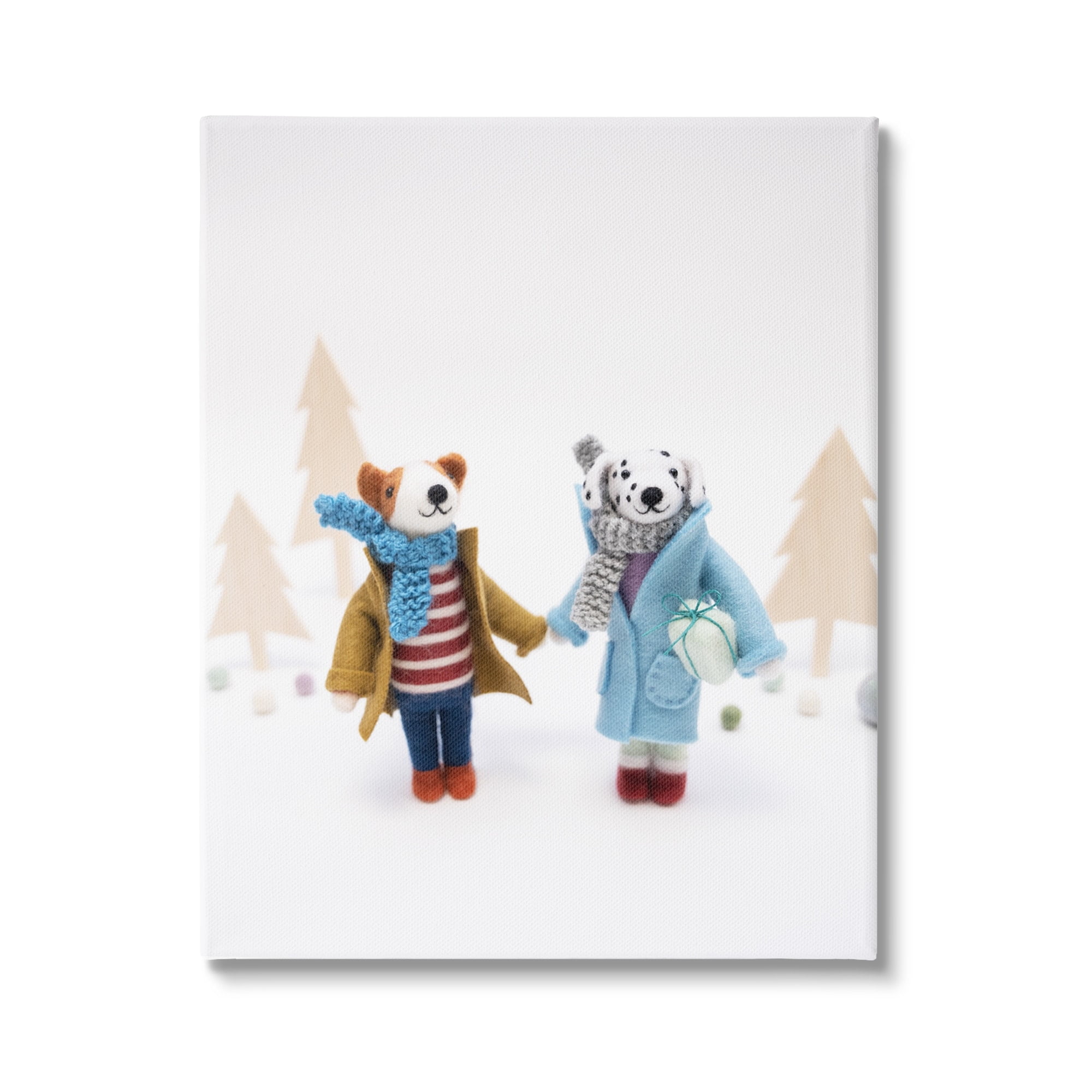 Stupell Industries Winter Holiday Gifts Dog Couple Holiday Photography Gallery Wrapped Canvas Print Wall Art