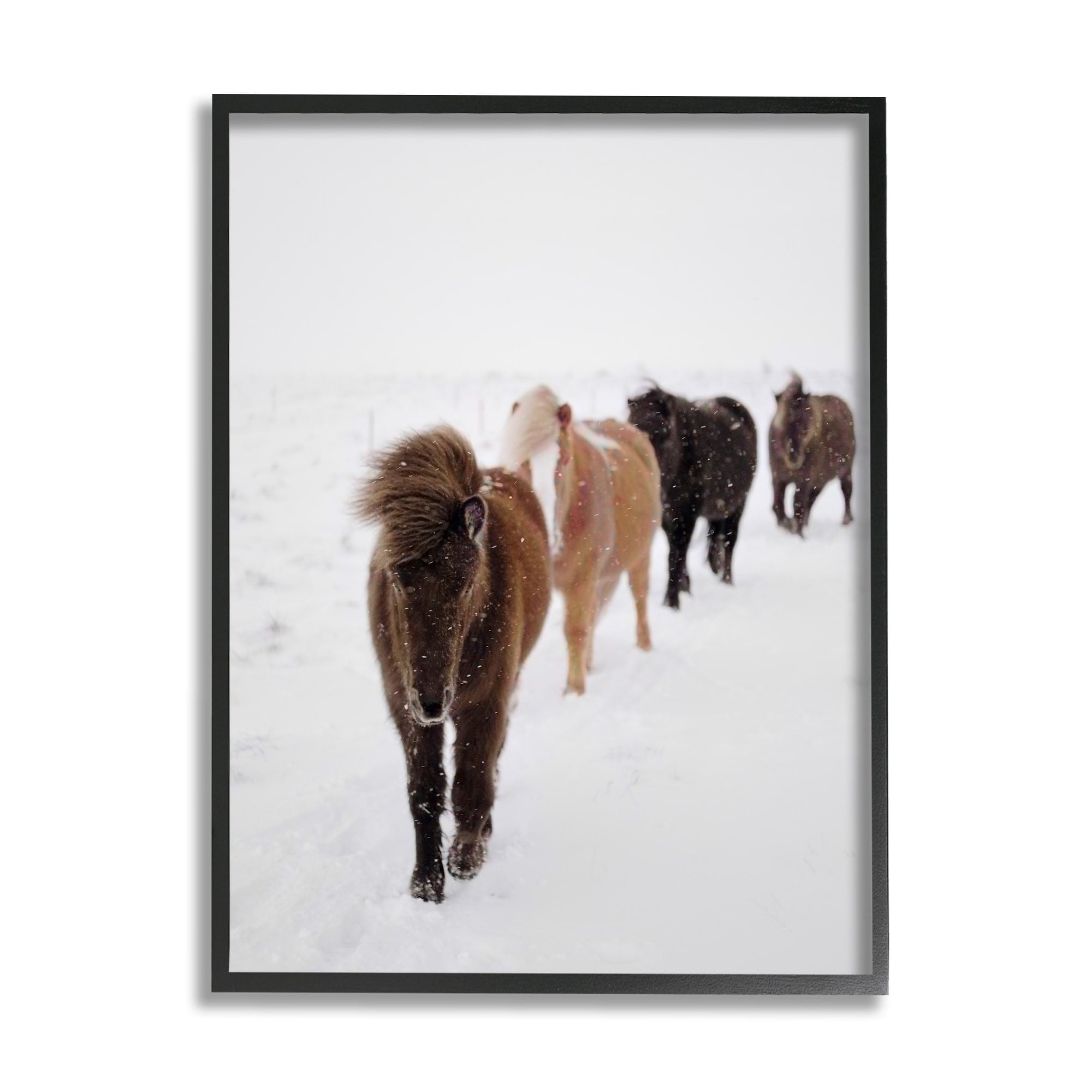 Stupell Industries Winter Horses Walking White Field Snowy Weather Framed Wall Art, 11 x 14, Design by Amy Brinkman
