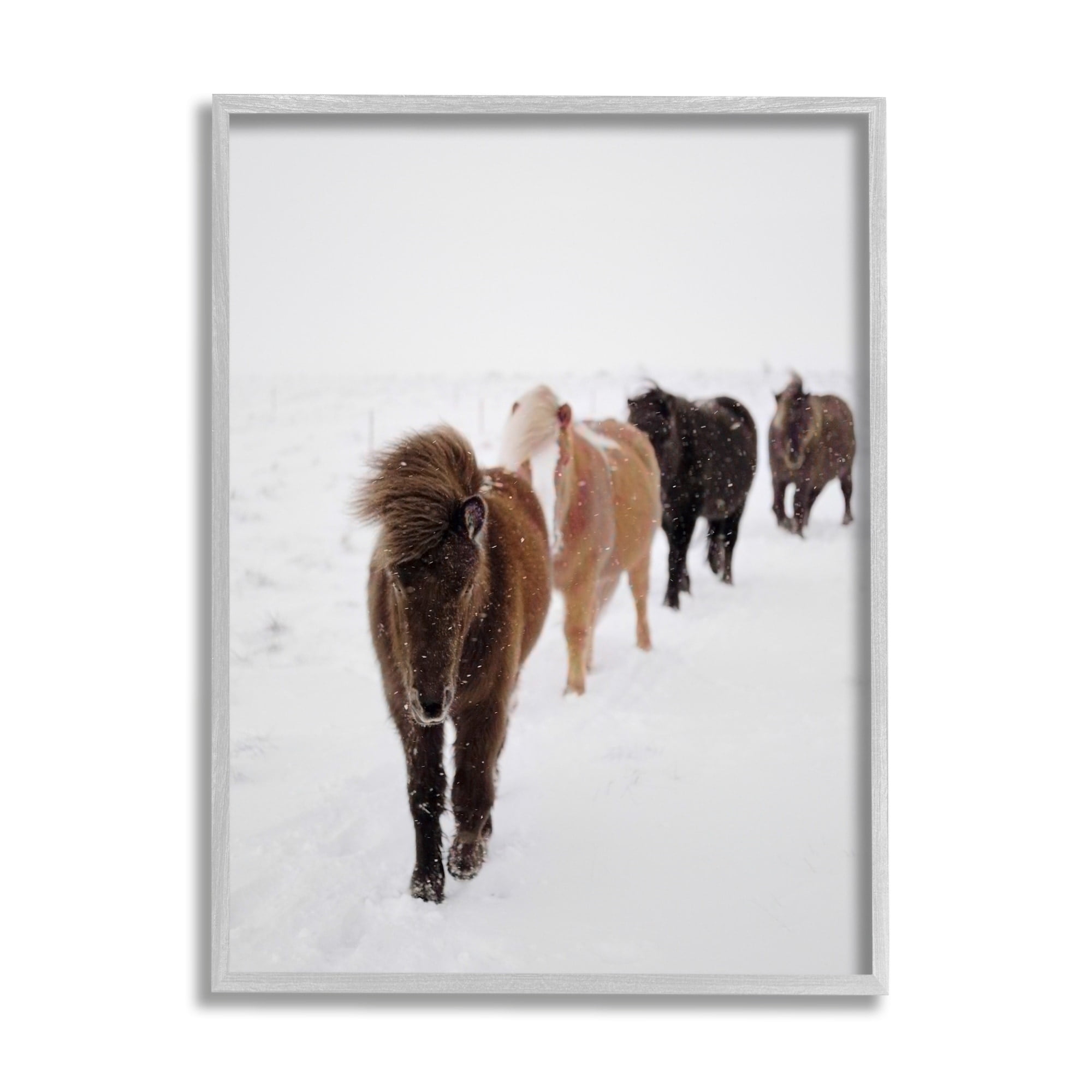 Stupell Industries Winter Horses Walking White Field Snowy Weather Framed Wall Art, 24 x 30, Design by Amy Brinkman