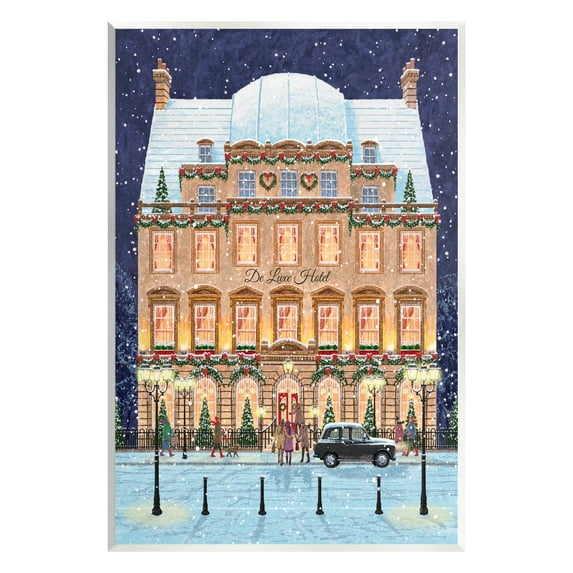 Stupell Industries Winter Hotel Christmas Festival Holiday Painting Unframed Art Print Wall Art