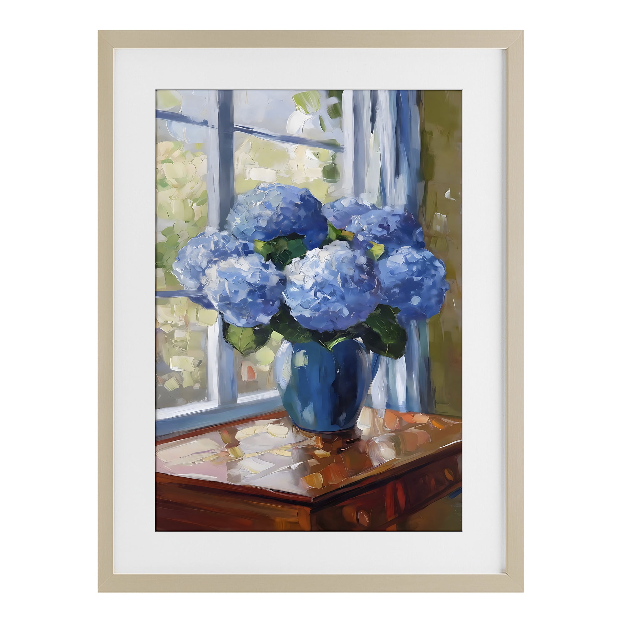 Stupell Industries Winter Hydrangeas by Window Birch Framed Print Under Glass, design by Creative Studio