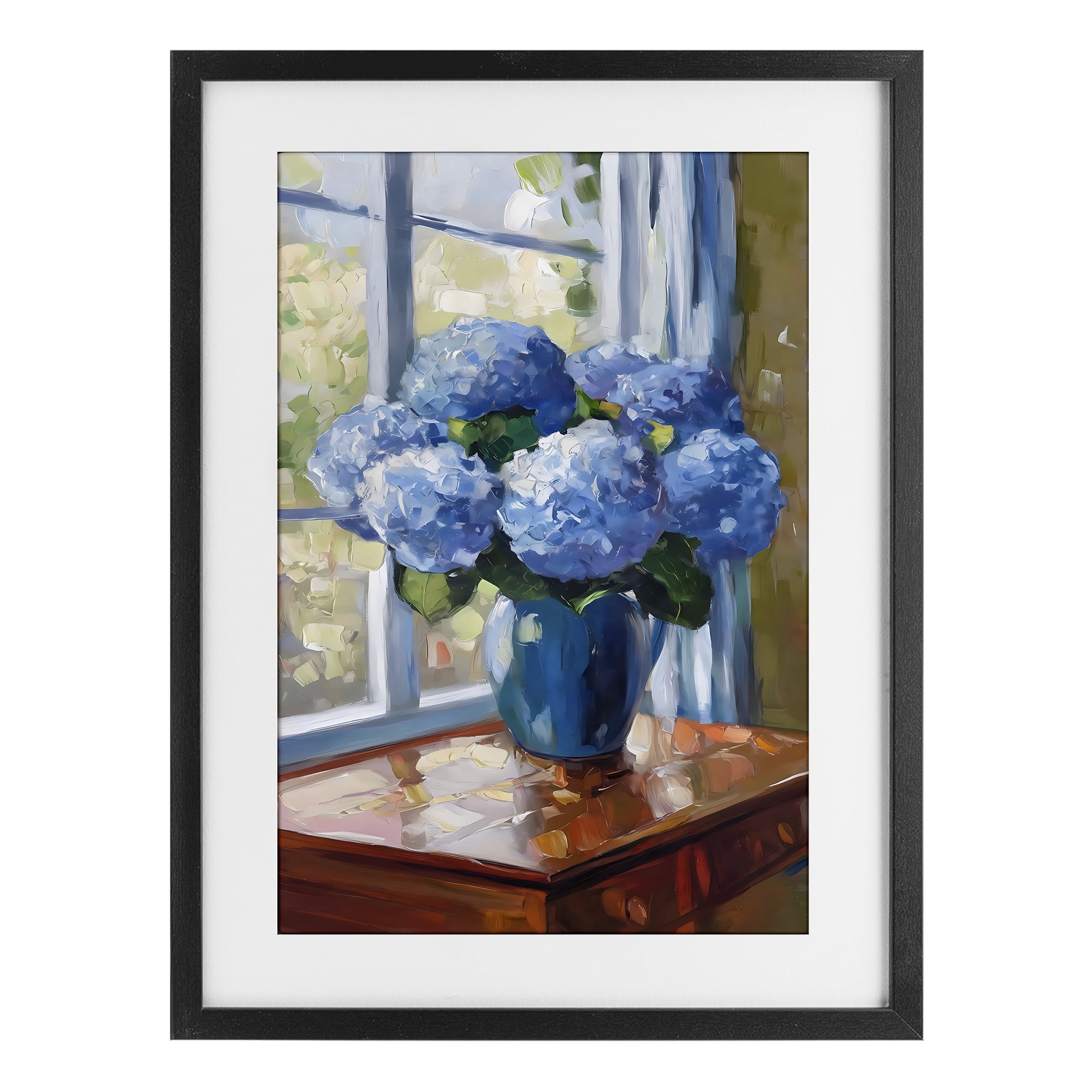Stupell Industries Winter Hydrangeas by Window Black Framed Print Under Glass, design by Creative Studio