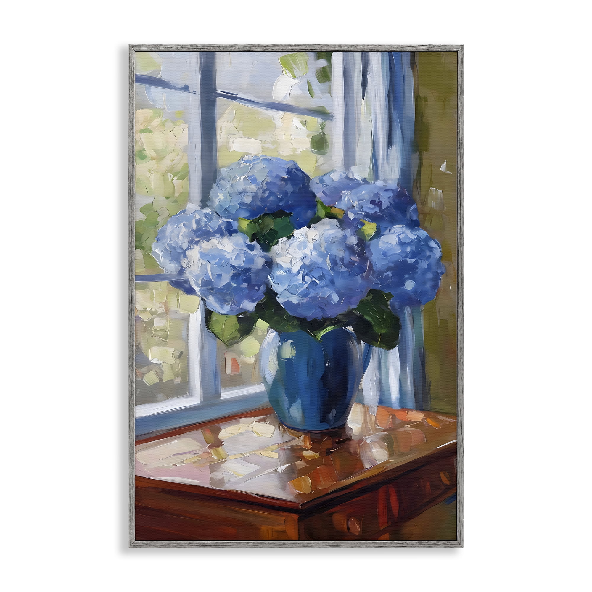 Stupell Industries Winter Hydrangeas by Window Gray Framed Giclee Art, design by Creative Studio