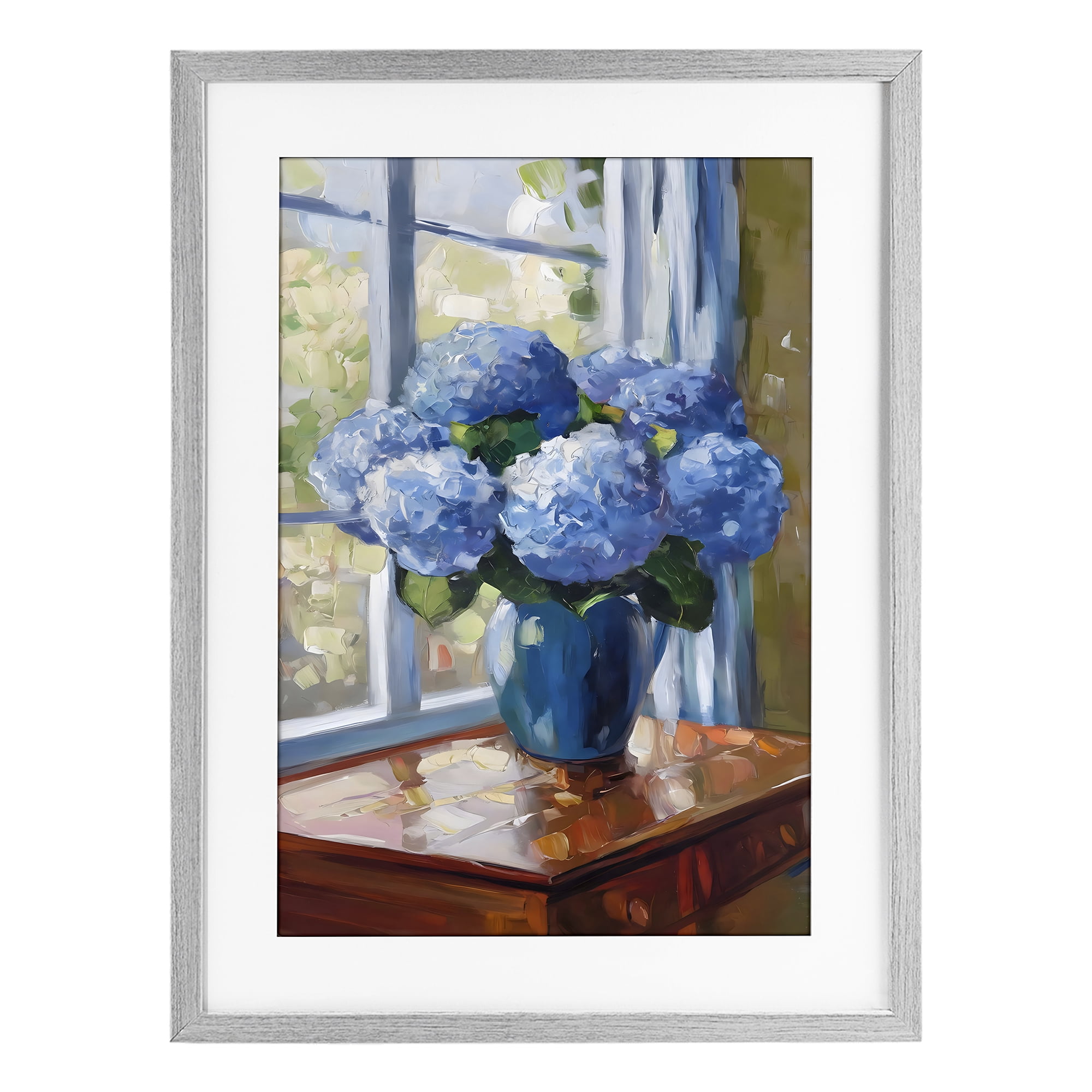 Stupell Industries Winter Hydrangeas by Window Gray Framed Print Under Glass, design by Creative Studio