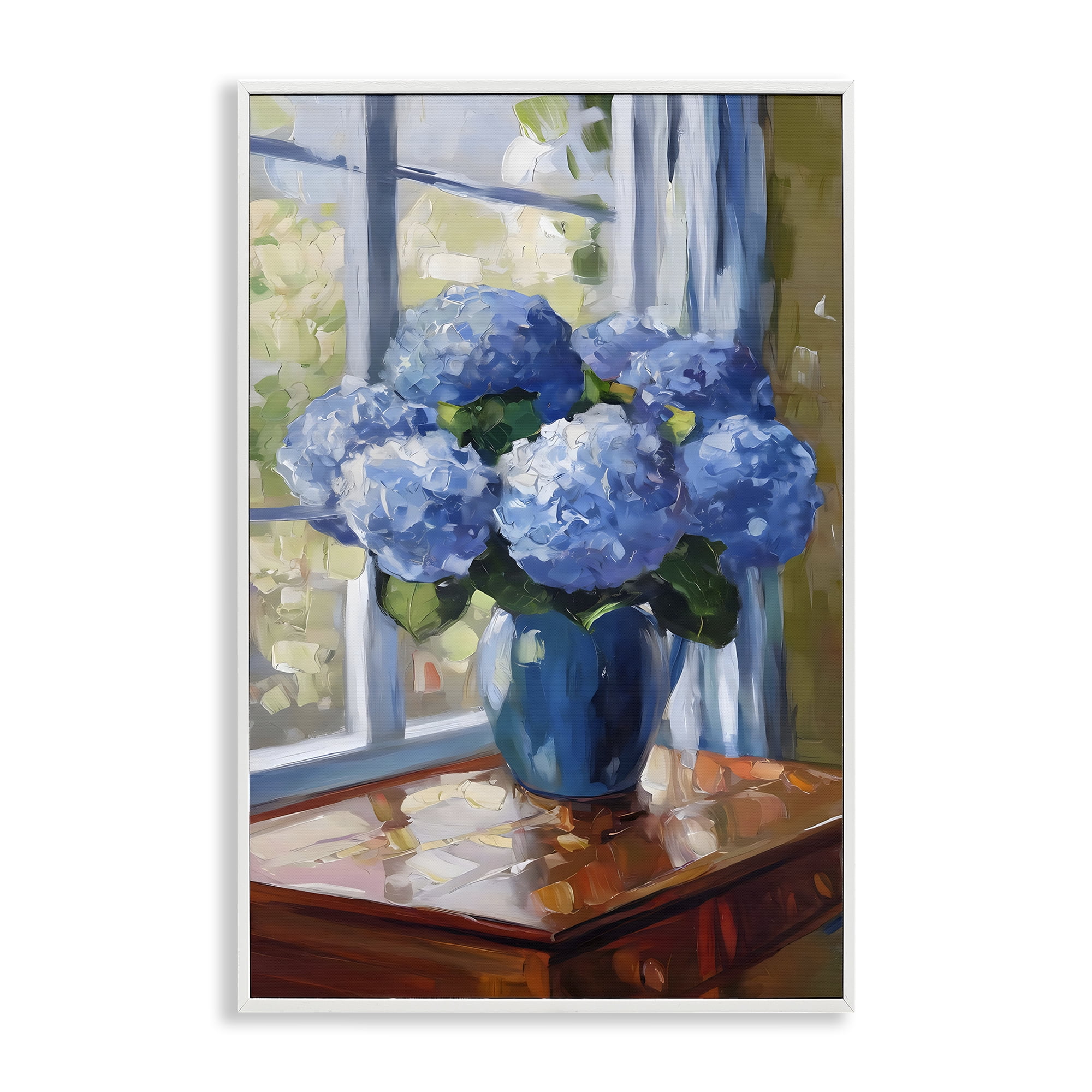 Stupell Industries Winter Hydrangeas by Window White Framed Giclee Art, design by Creative Studio
