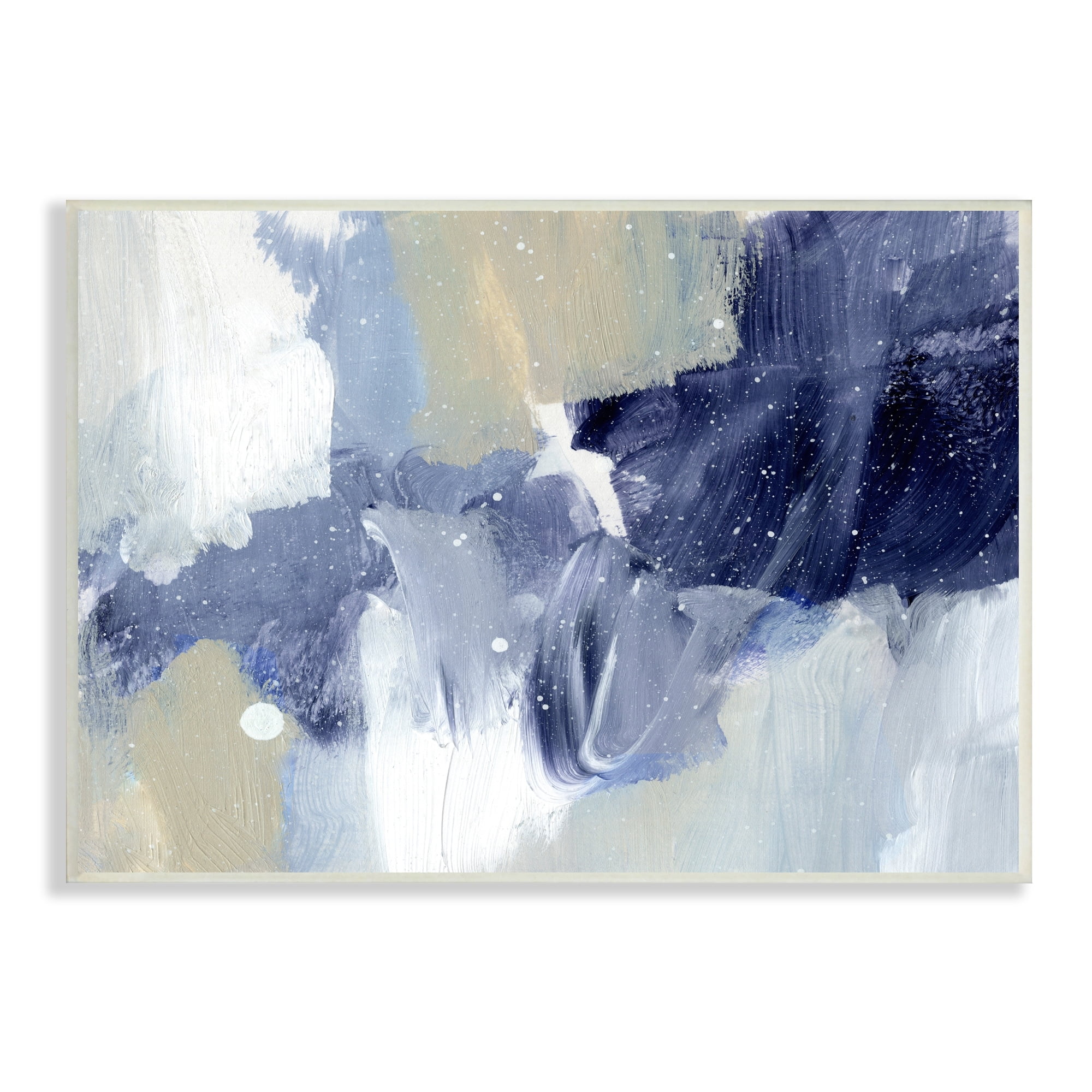 Stupell Industries Winter Ice Abstract Painting Modern Blue Beige Composition, 15 x 10,Design by Annie Warren