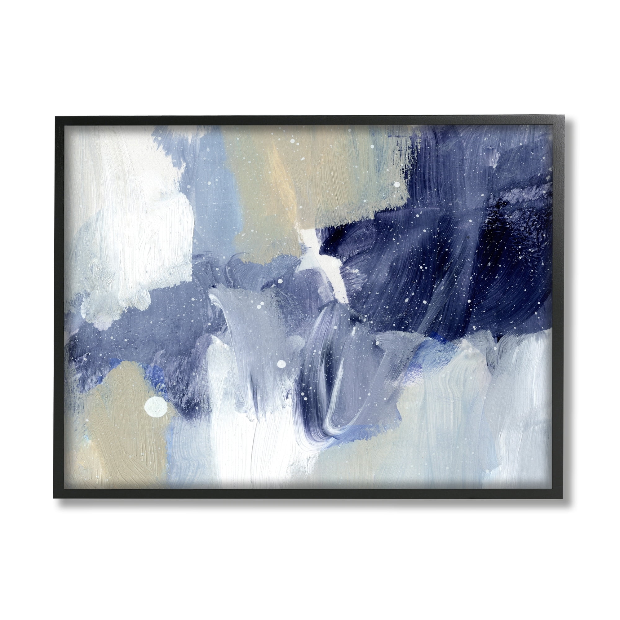 Stupell Industries Winter Ice Abstract Painting Modern Blue Beige Composition, 30 x 24,Design by Annie Warren