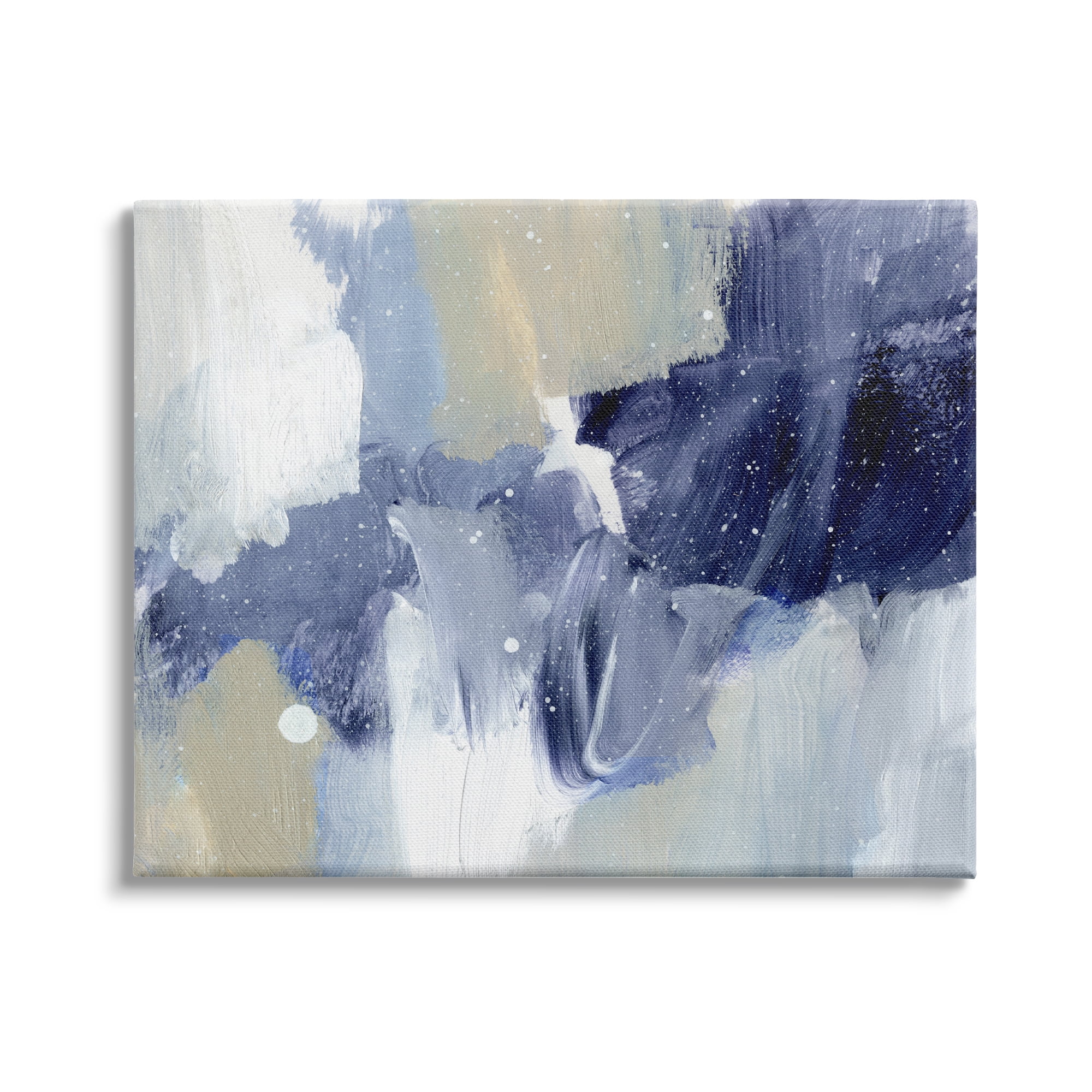Stupell Industries Winter Ice Abstract Painting Modern Blue Beige Composition, 48 x 36,Design by Annie Warren