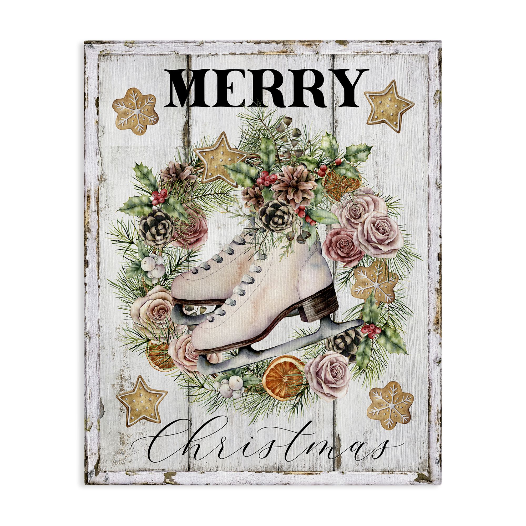 Stupell Industries Winter Ice Skates Holiday Painting Gallery Wrapped Canvas Art Prints Wall Art, 36 x 48