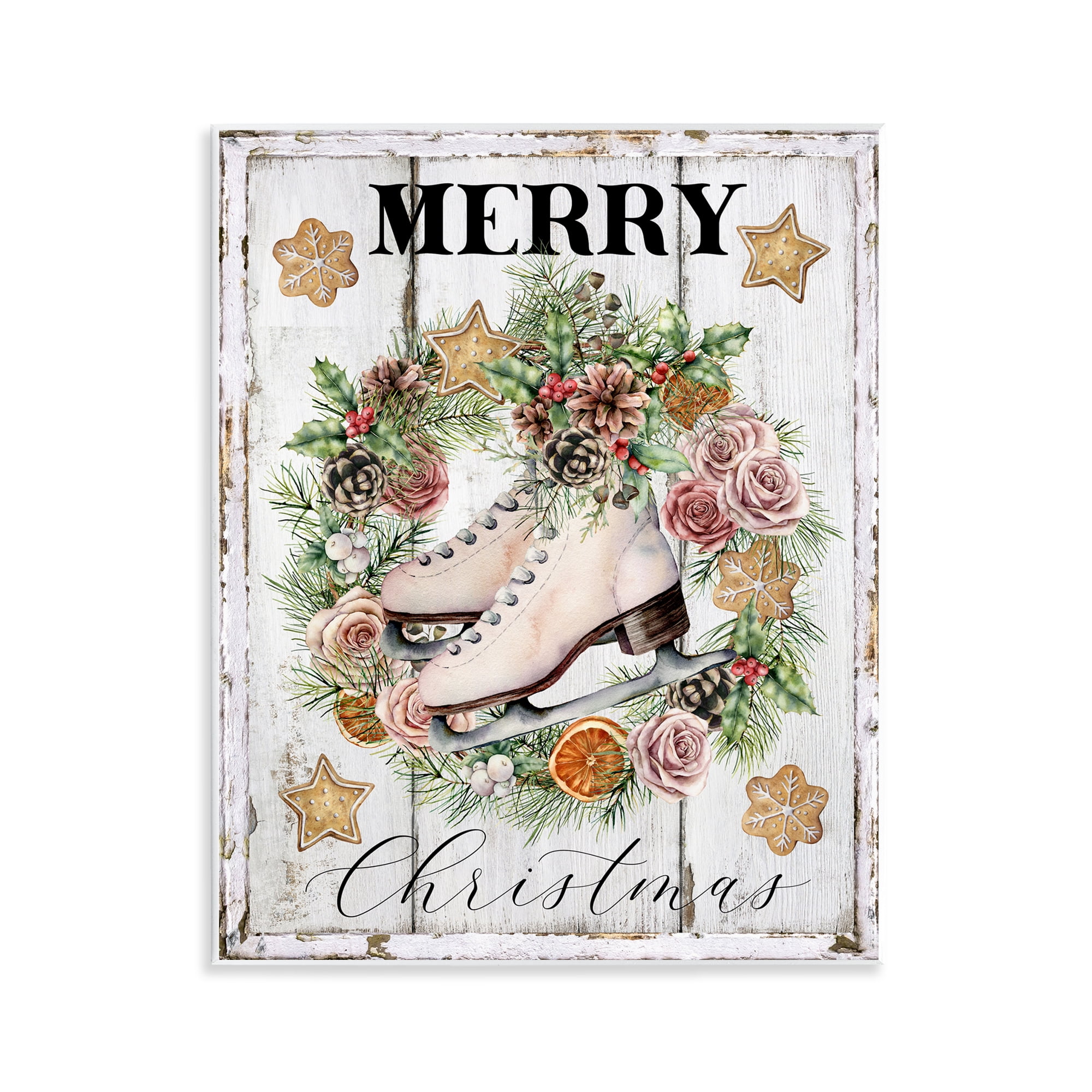 Stupell Industries Winter Ice Skates Holiday Painting Unframed Art Prints Wall Art, 11 x 14