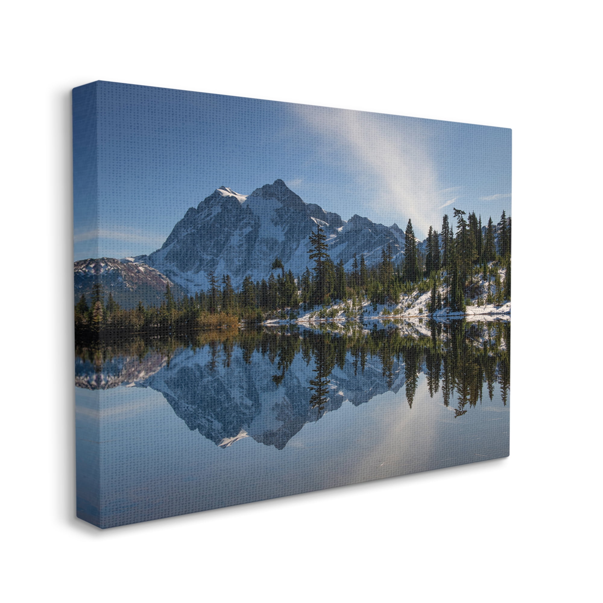 Stupell Industries Winter Lake Snowy Mountain Landscape Water Reflection,30 x 40,Designed by Nancy Crowell