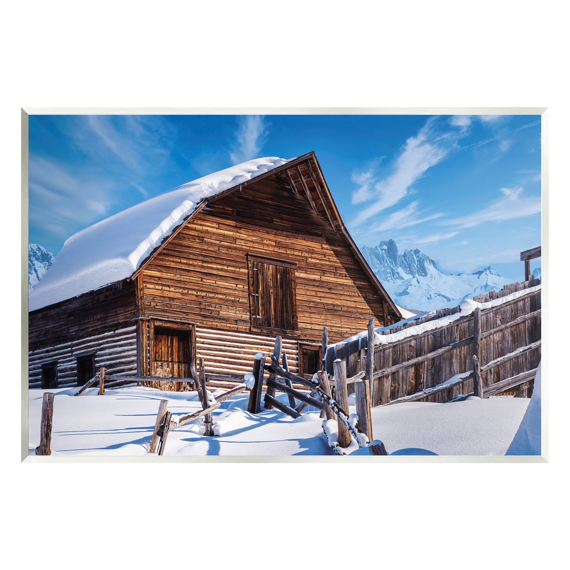 Stupell Industries Winter Log Cabin Photography Travel & Places Photography Unframed Art Print Wall Art, 19 x 13