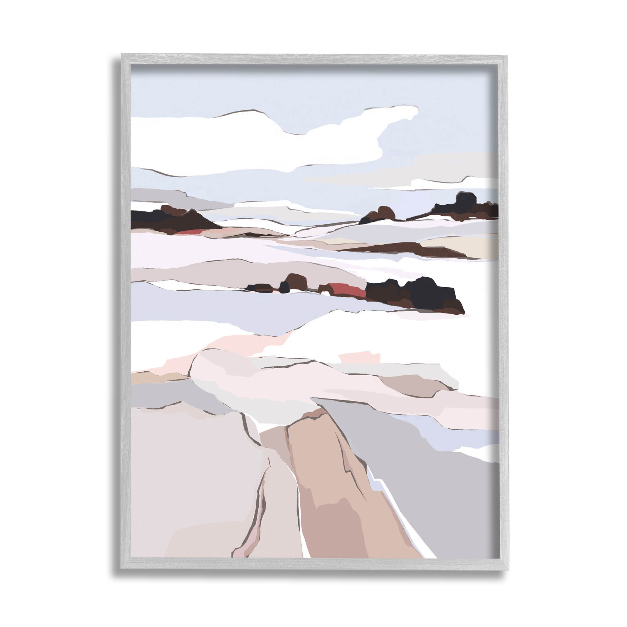 Stupell Industries Winter Mountain Abstract Landscape Graphic Art Gray Framed Art Print Wall Art, Design by Nikita Jariwala