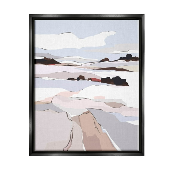 Stupell Industries Winter Mountain Abstract Landscape Graphic Art Jet Black Floating Framed Canvas Print Wall Art, Design by Nikita Jariwala