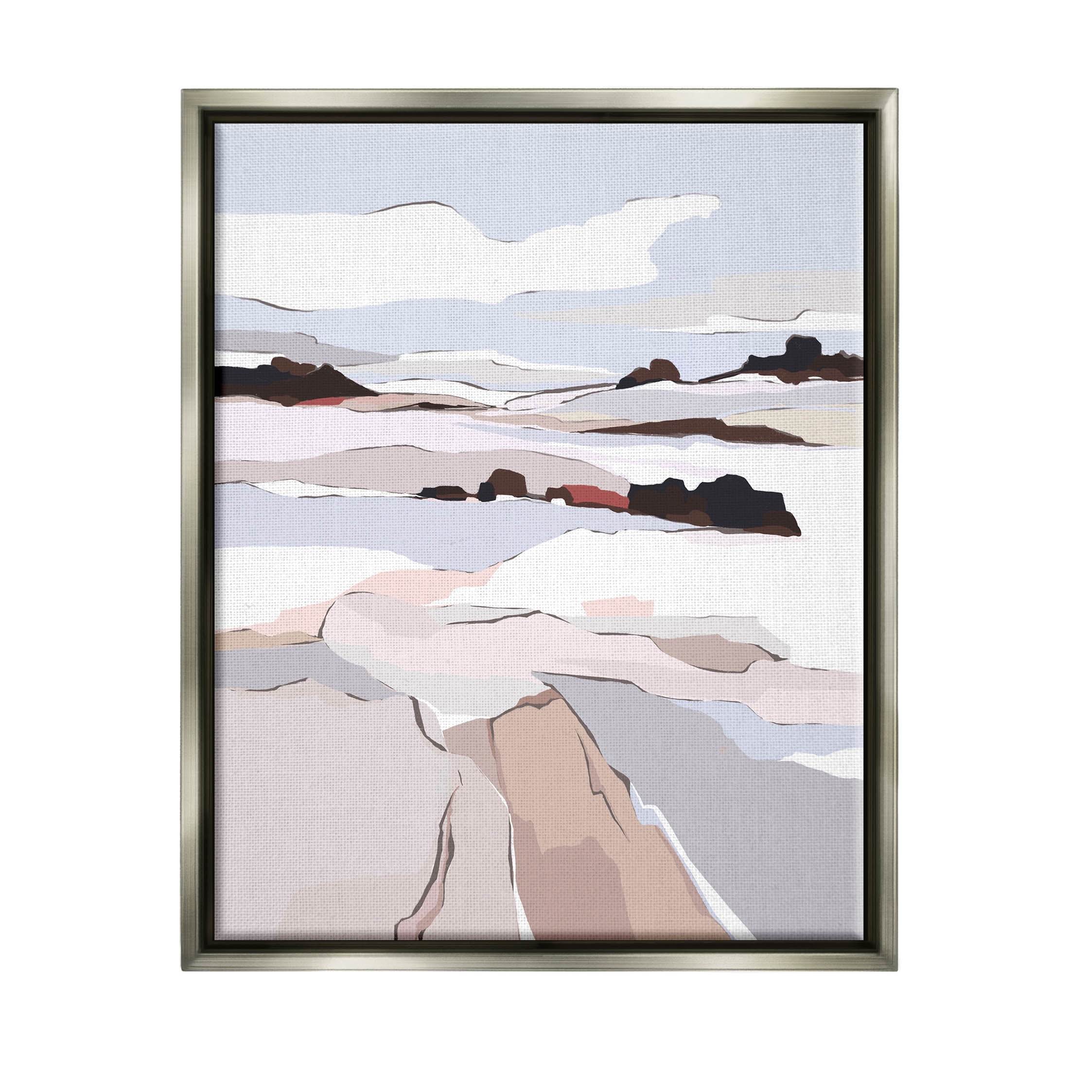 Stupell Industries Winter Mountain Abstract Landscape Graphic Art Luster Gray Floating Framed Canvas Print Wall Art, Design by Nikita Jariwala