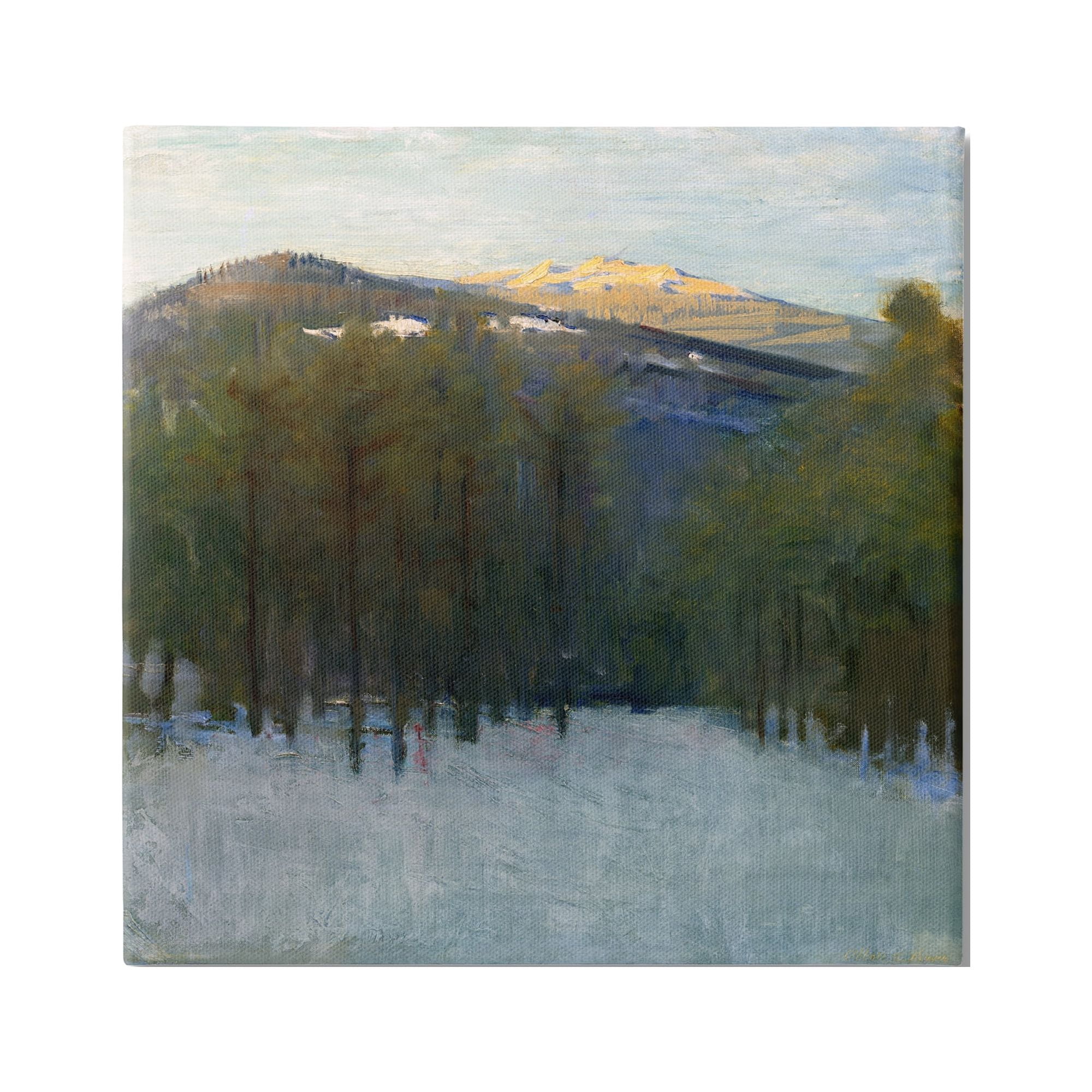 Stupell Industries Winter Mountain Scenery Landscape Painting Gallery Wrapped Canvas Art Print Wall Art, 30 x 30