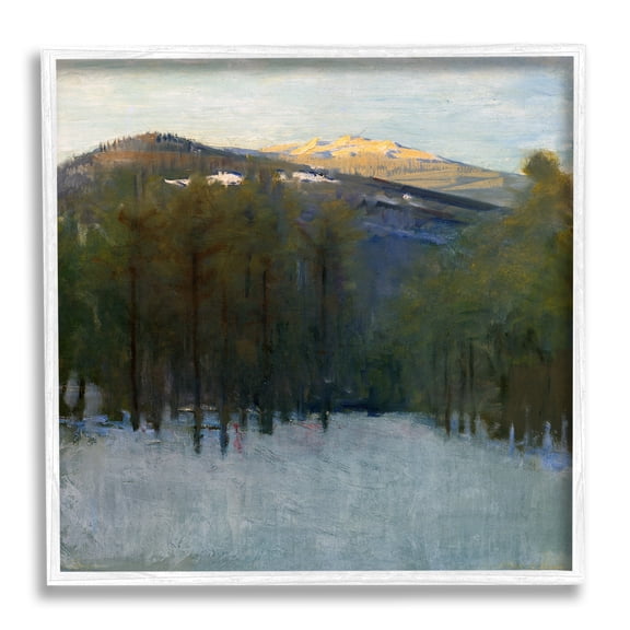 Stupell Industries Winter Mountain Scenery Landscape Painting White Framed Art Print Wall Art, 24 x 24