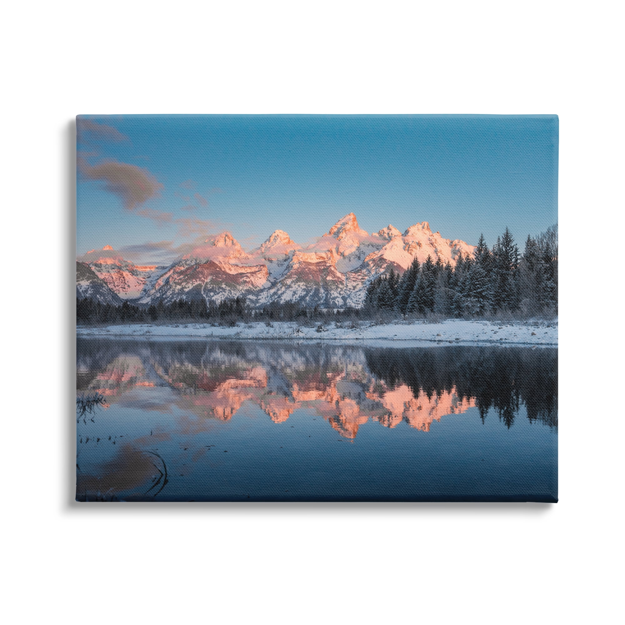 Stupell Industries Winter Mountains Reflection Landscape Photography Gallery Wrapped Canvas Art Print Wall Art, 30 x 24