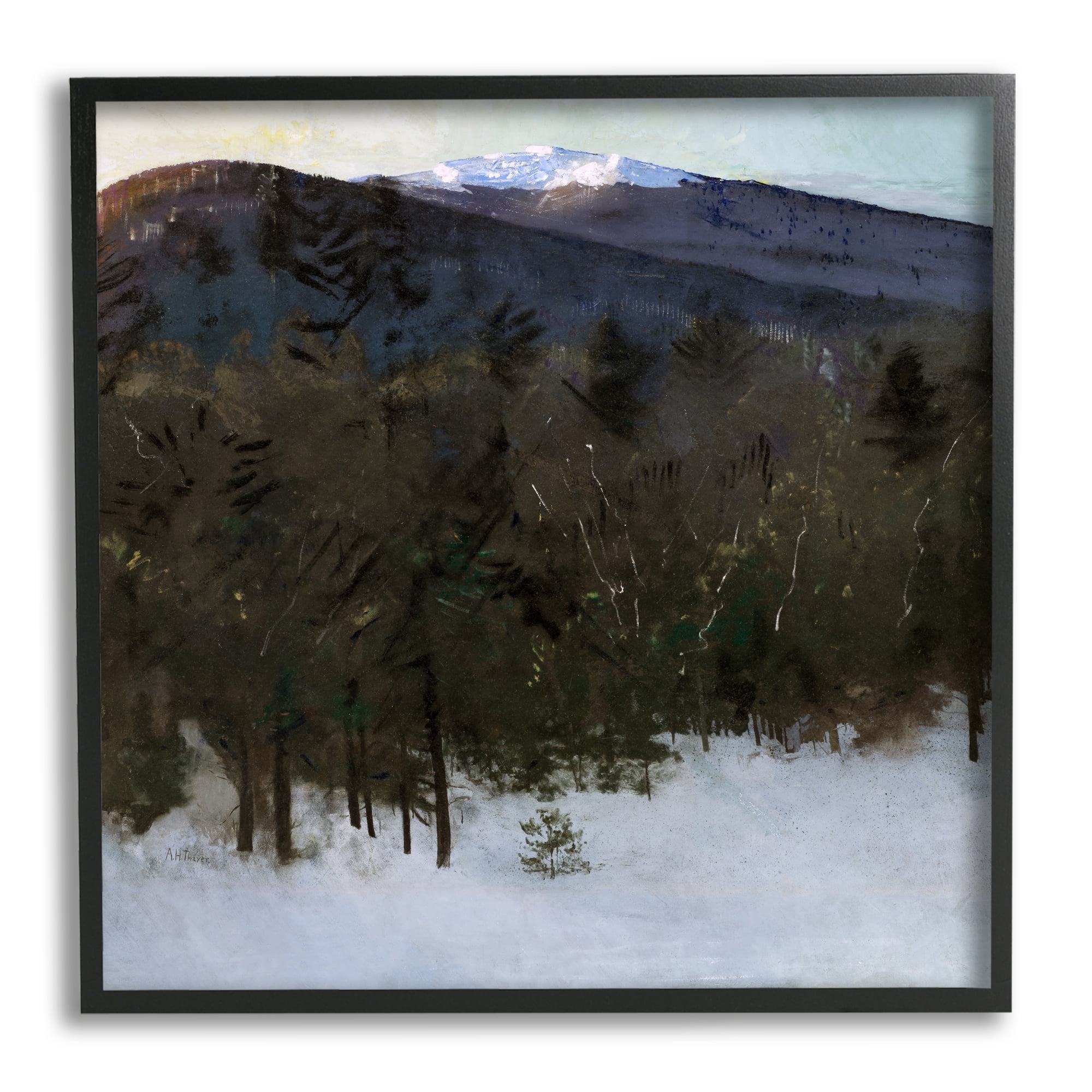 Stupell Industries Winter Nature Painting Landscape Painting Black Framed Art Print Wall Art, 24 x 24