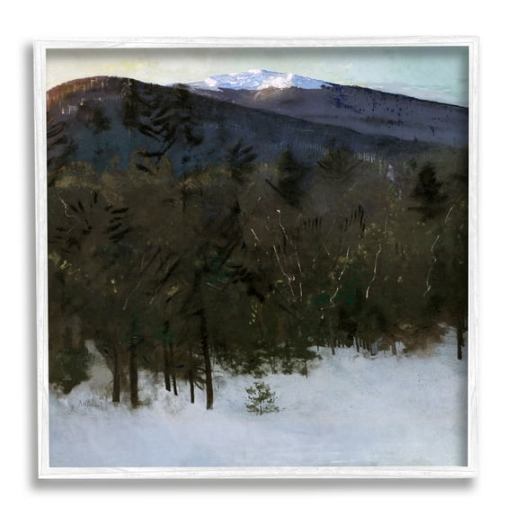 Stupell Industries Winter Nature Painting Landscape Painting White Framed Art Print Wall Art, 24 x 24
