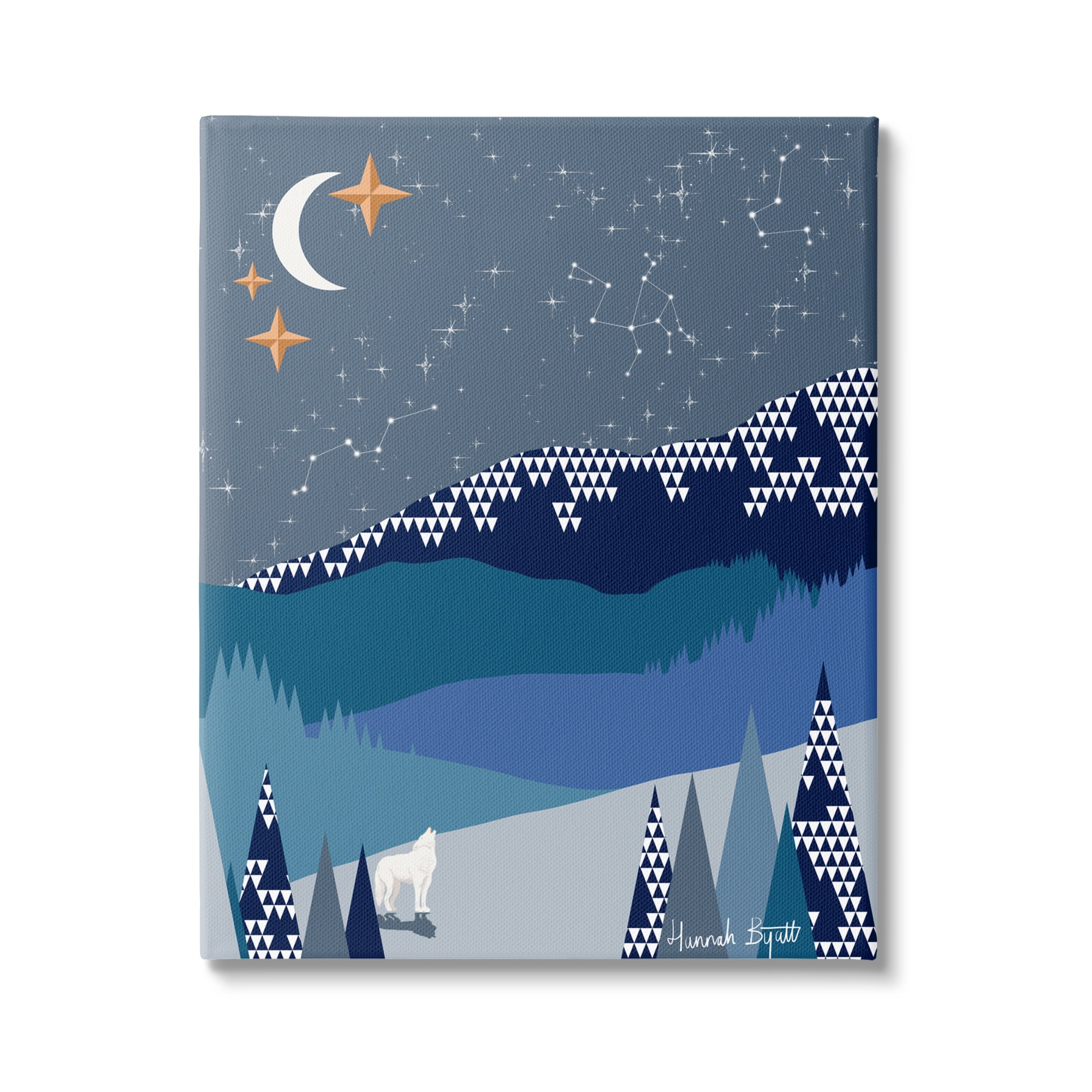 Stupell Industries Winter Night Landscape Holiday Painting Gallery Wrapped Canvas Print Wall Art, 30 x 40