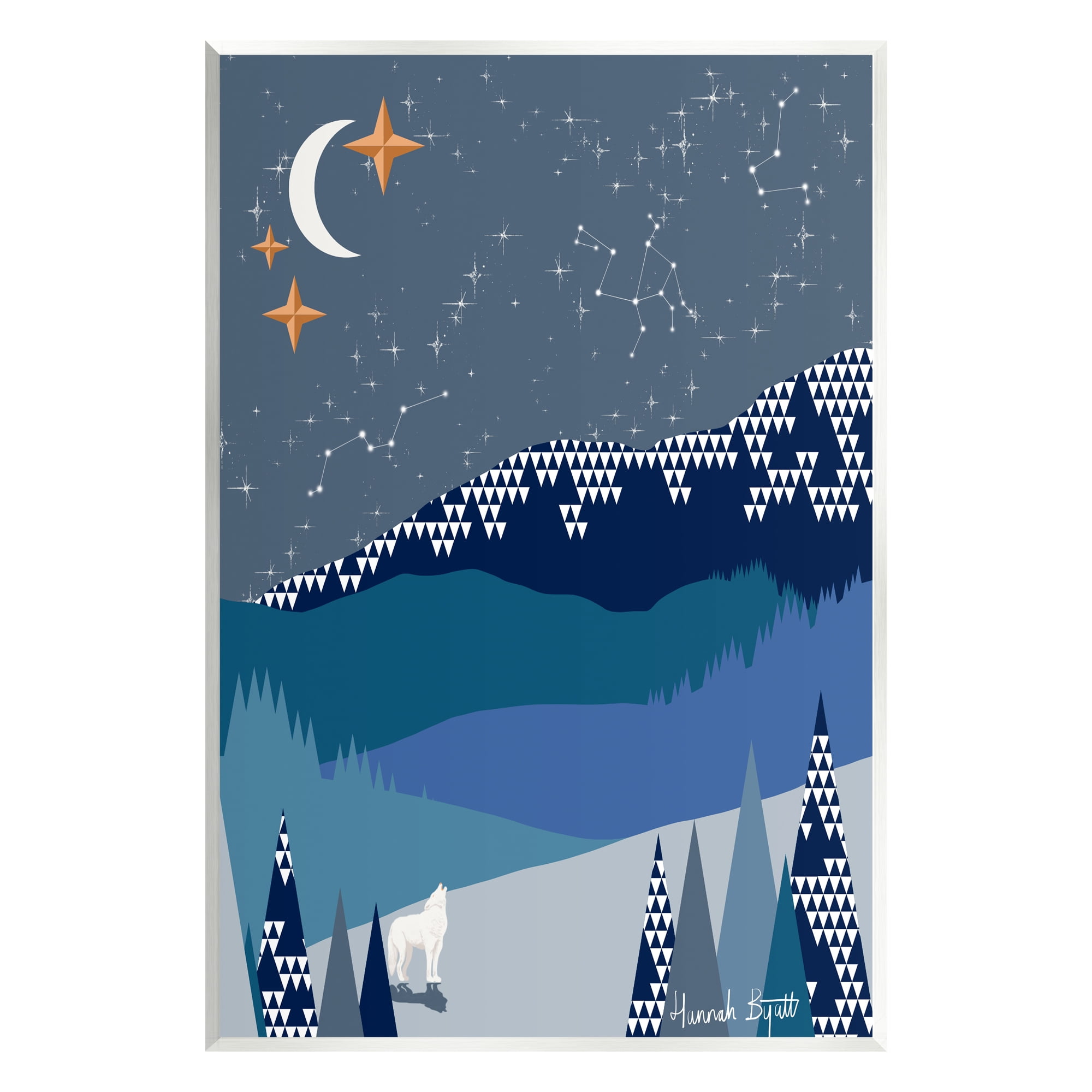Stupell Industries Winter Night Landscape Holiday Painting Unframed Art Print Wall Art, 13 x 19
