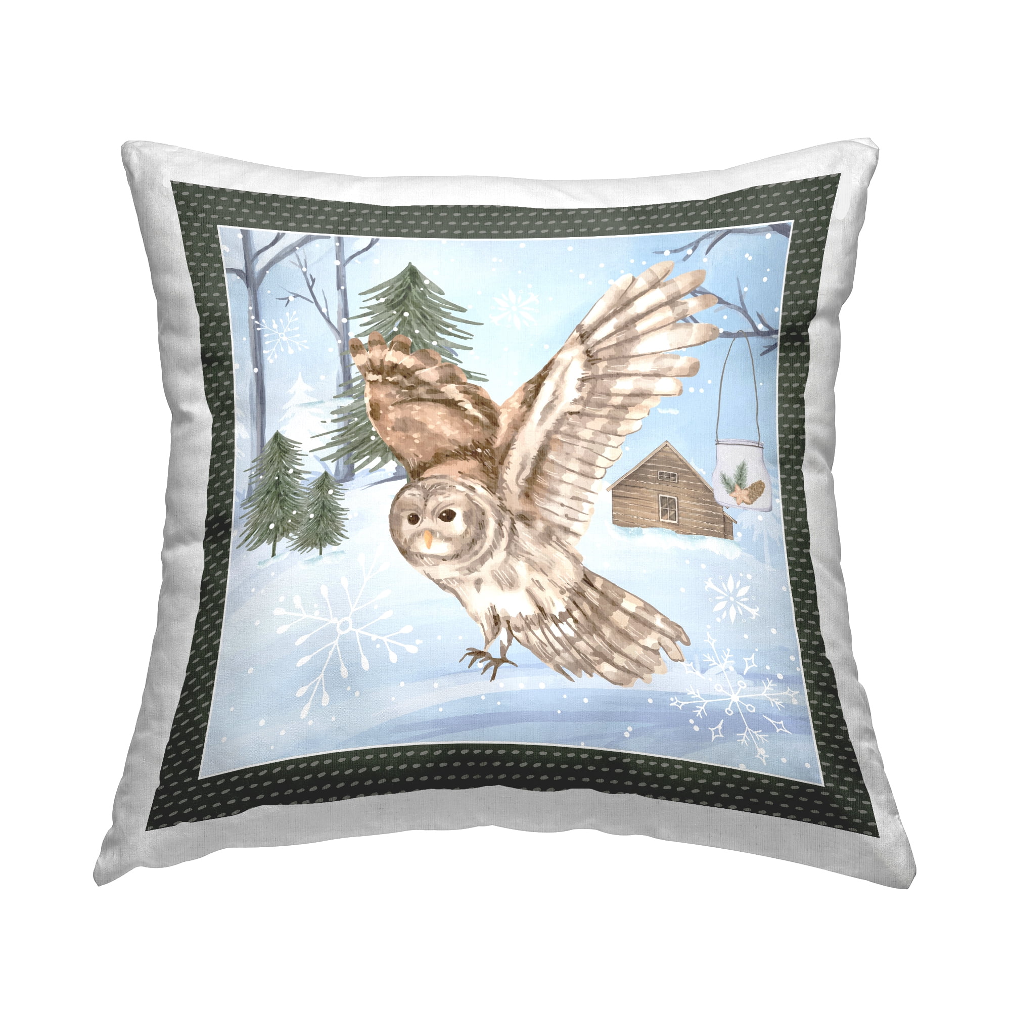 Stupell Industries Winter Owl Flight Snowy Landscape Printed Throw Pillow Design by ND Art