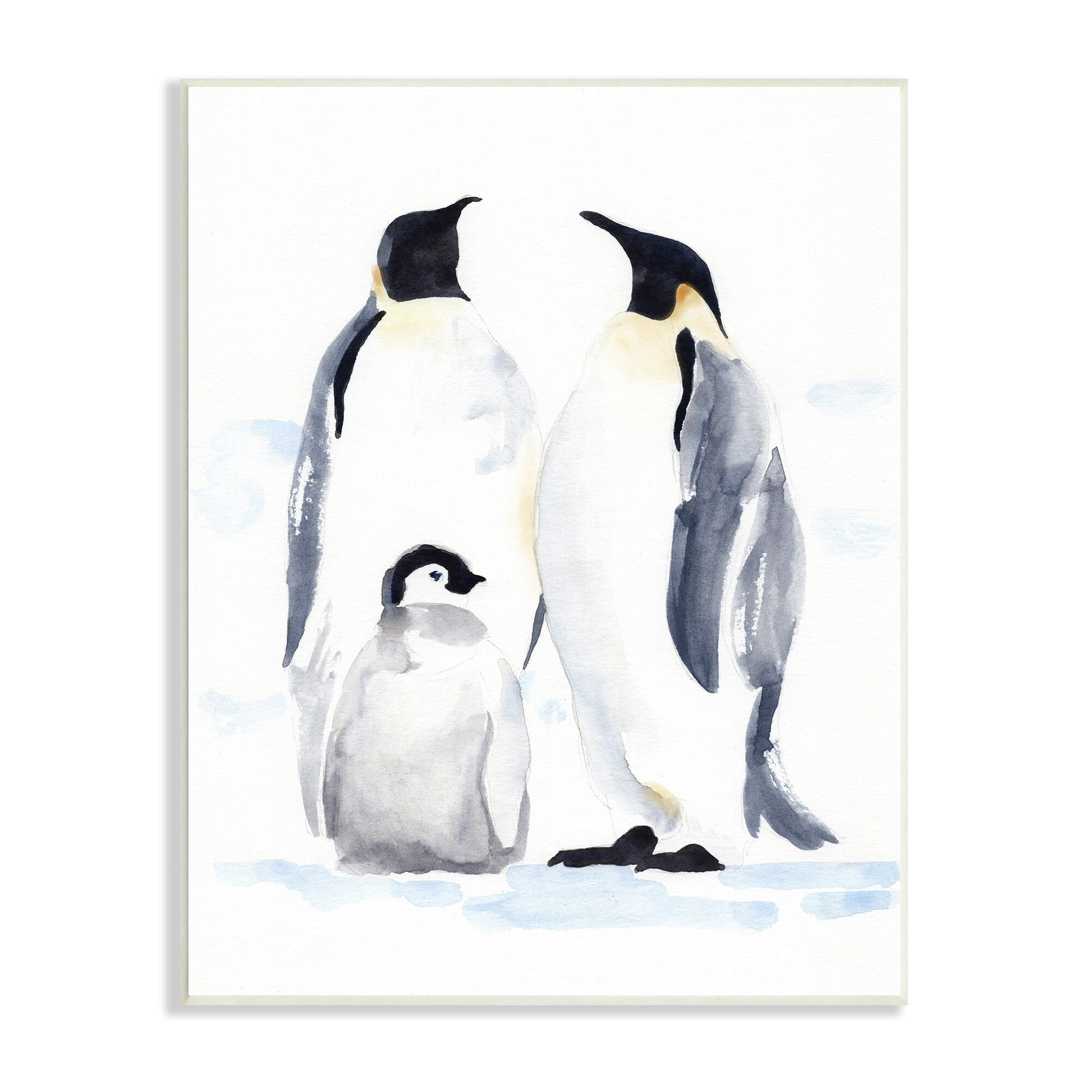 Stupell Industries Winter Penguin Bird Family Soft Watercolor Arctic Animals, 10 x 15, Design by Jacob Green