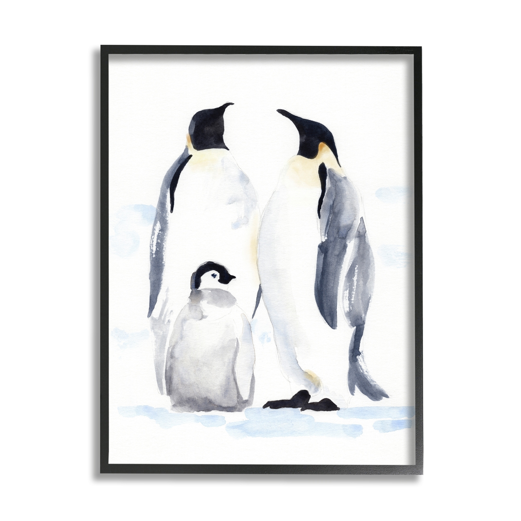Stupell Industries Winter Penguin Bird Family Soft Watercolor Arctic Animals, 11 x 14, Design by Jacob Green