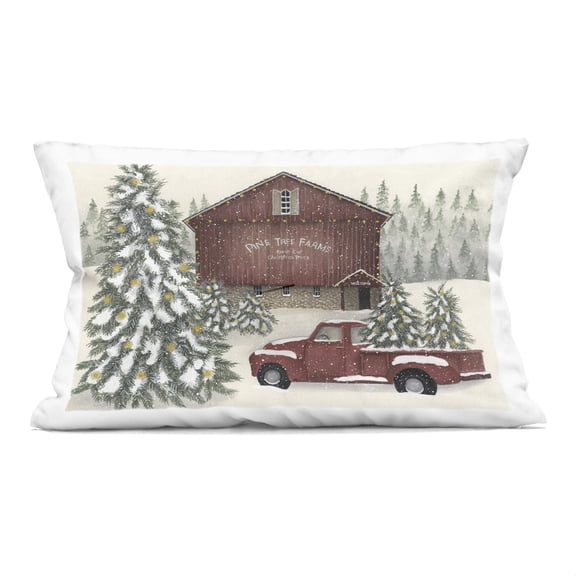 Stupell Industries Winter Pine Tree Farm Design by Linda Spivey Throw Pillow