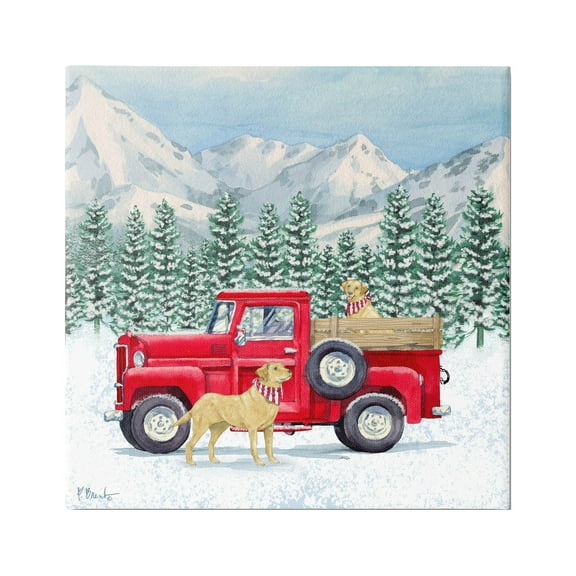 Stupell Industries Winter Pups Holiday Red Truck Painting Gallery Wrapped Canvas Print Wall Art, Design by Paul Brent