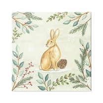 Stupell Industries Winter Rabbit & Pinecone Holiday Painting Gallery Wrapped Canvas Print Wall Art, 17 x 17