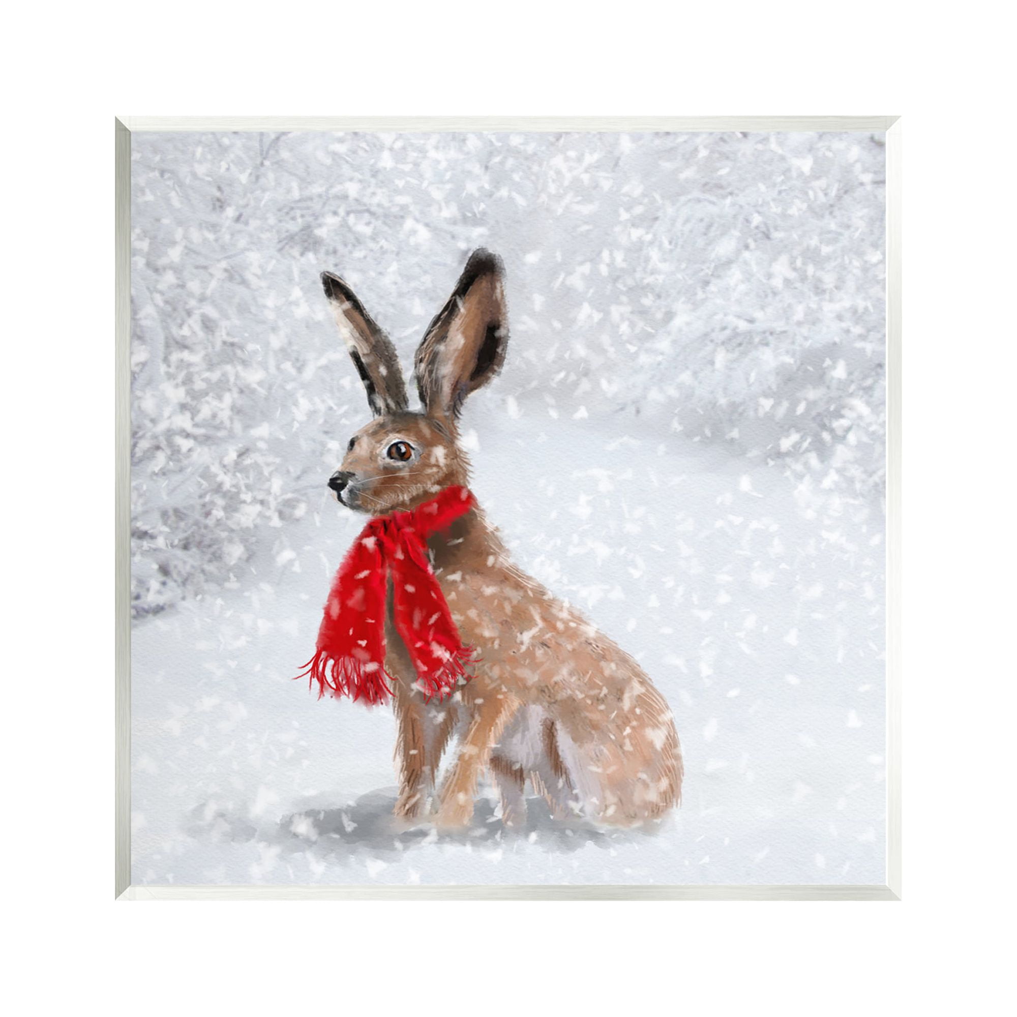 Stupell Industries Winter Rabbit Scarf Landscape Holiday Painting Unframed Art Print Wall Art