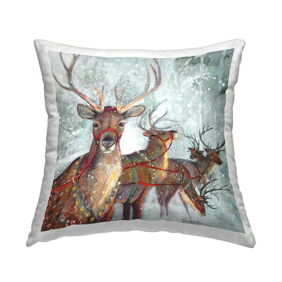 Stupell Industries Winter Reindeer Holiday Herd Printed Throw Pillow Design by Ruane Manning