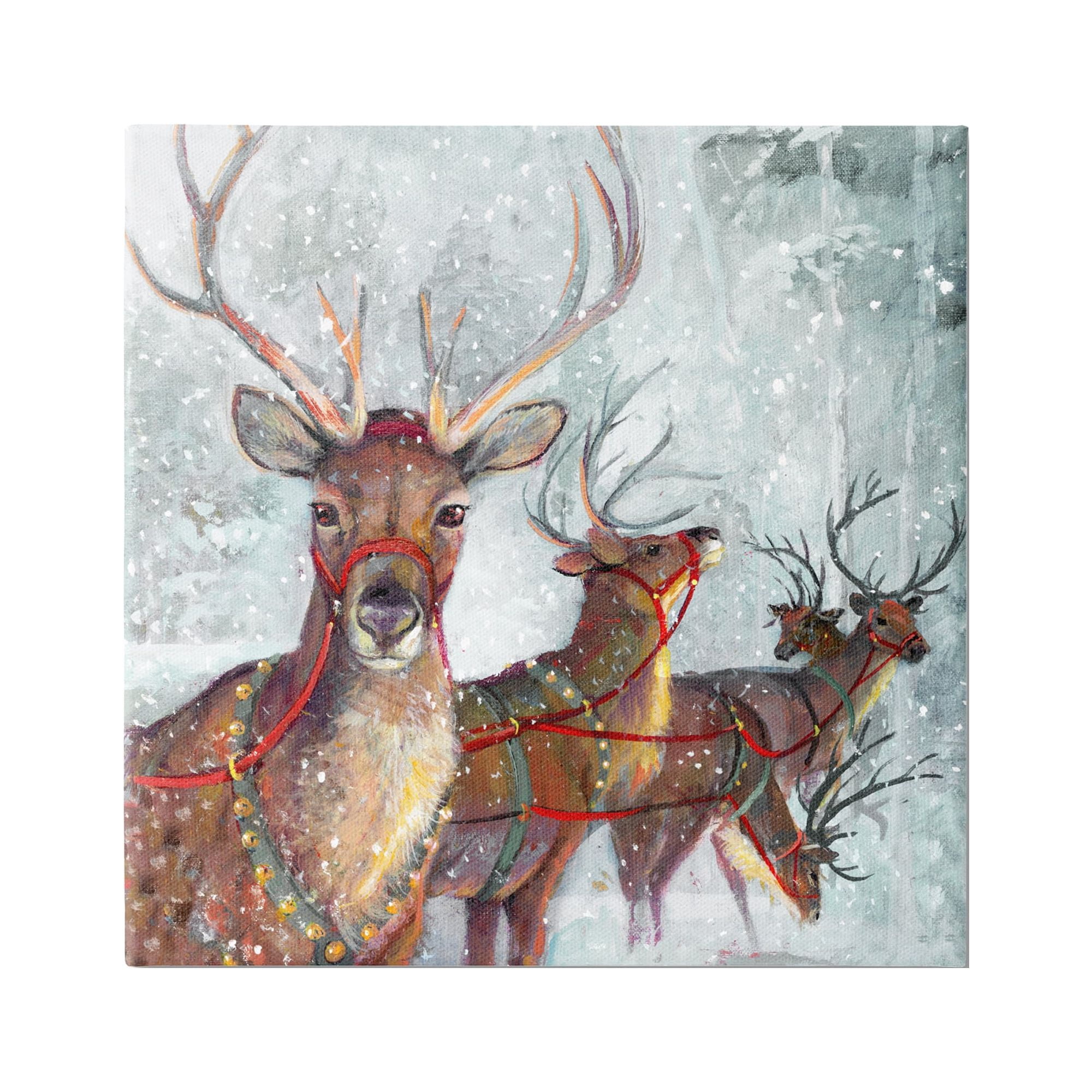 Stupell Industries Winter Reindeer Holiday Landscape Holiday Painting