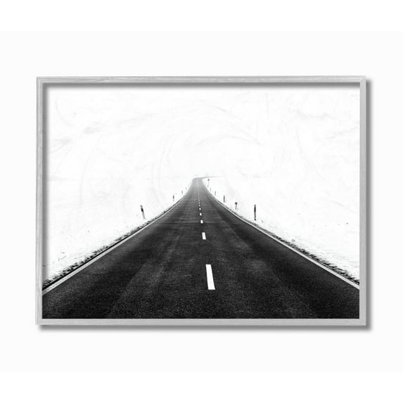 Stupell Industries Winter Road Black And White Landscape Photograph Framed Wall Art by Matthias Conrad