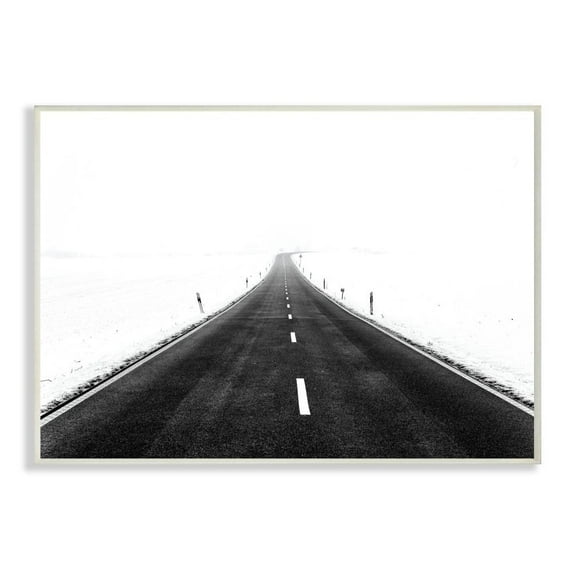 Stupell Industries Winter Road Black And White Landscape Photograph Wall Plaque by Matthias Conrad