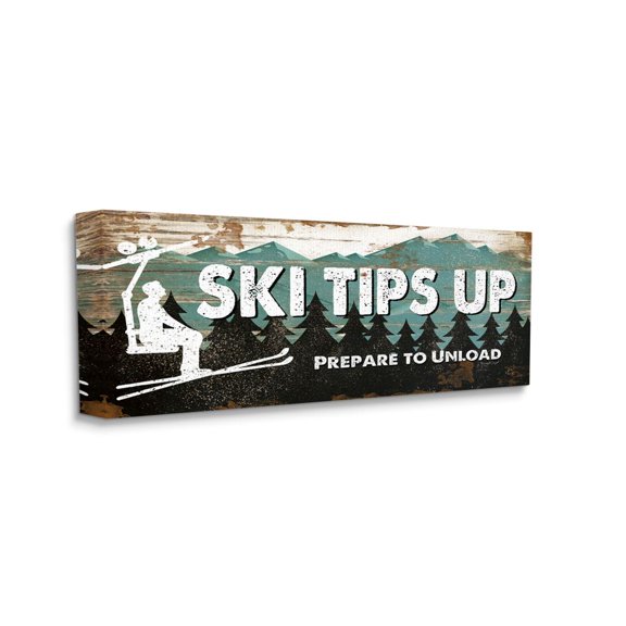 Stupell Industries Winter Rustic Ski Tips Up Sign Mountain Sports Designed by Jennifer Pugh