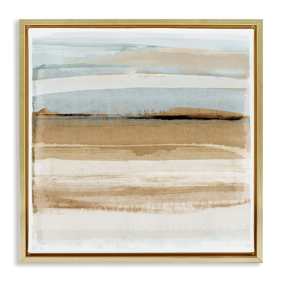 Stupell Industries Coastal Winter Sands Abstraction Gold Floating Frame Canvas Art, 18 x 18, by Flora Kouta