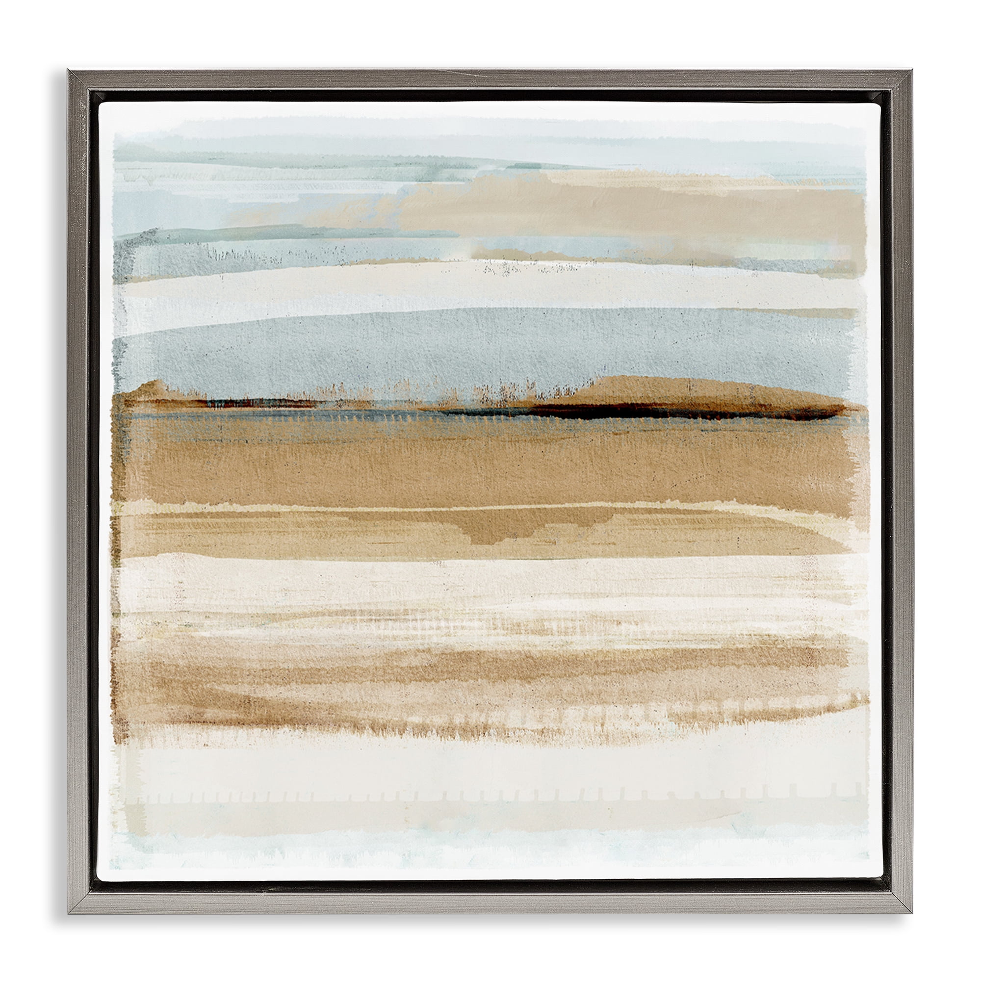 Stupell Industries Winter Sands Abstraction Abstract Painting Gray Floater Framed Canvas Art Print Wall Art, 18 x 18