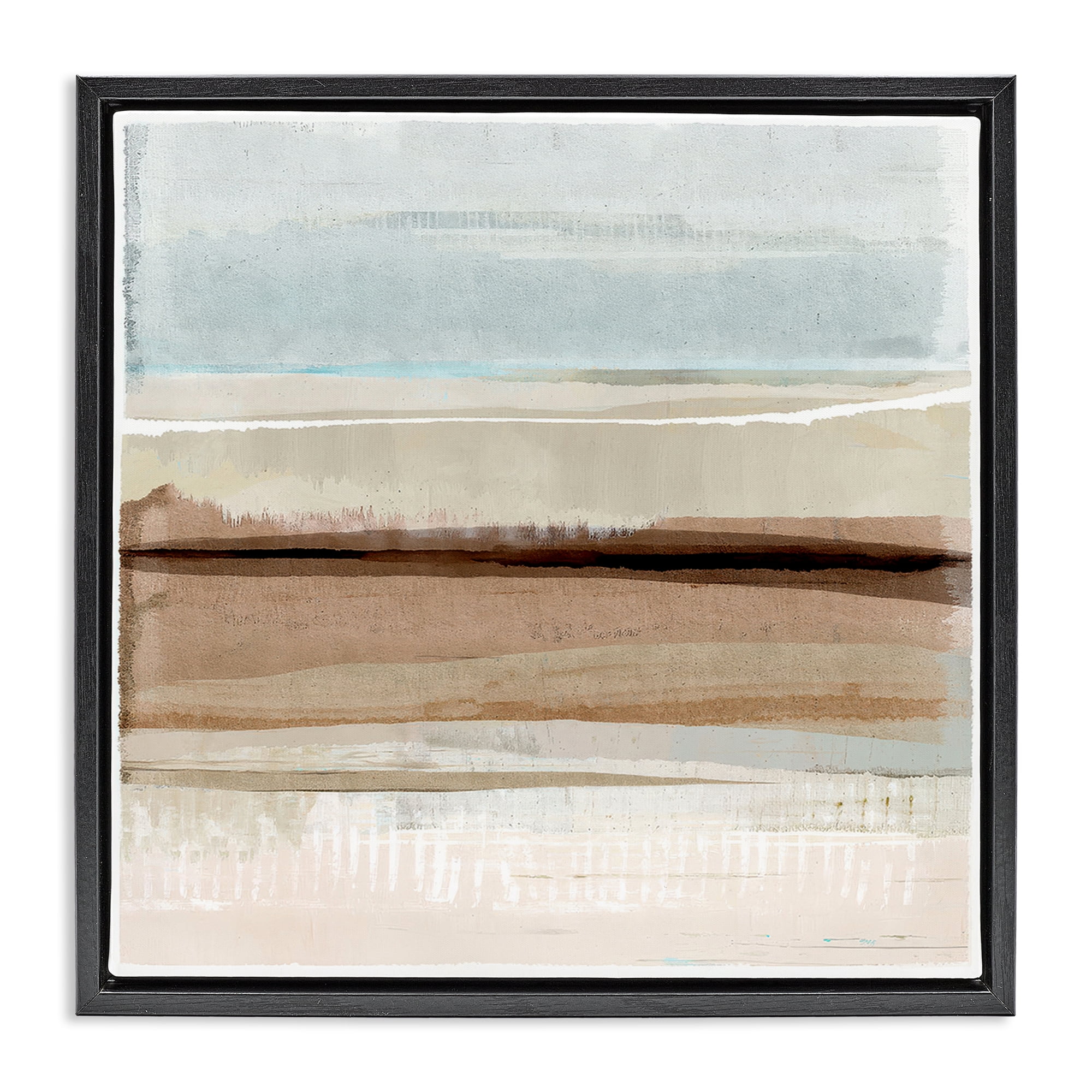 Stupell Industries Winter Sands Pattern Abstract Painting Black Floater Framed Canvas Art Print Wall Art, 18 x 18