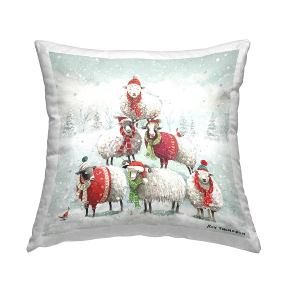 Stupell Industries Winter Sheep Balancing Snow Scene Printed Throw Pillow Design by Roy Thompson