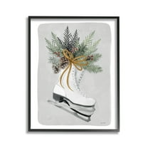Stupell Industries Winter Skates & Pinecone Botanical & Floral Painting Black Framed Art Print Wall Art, 11 x 14