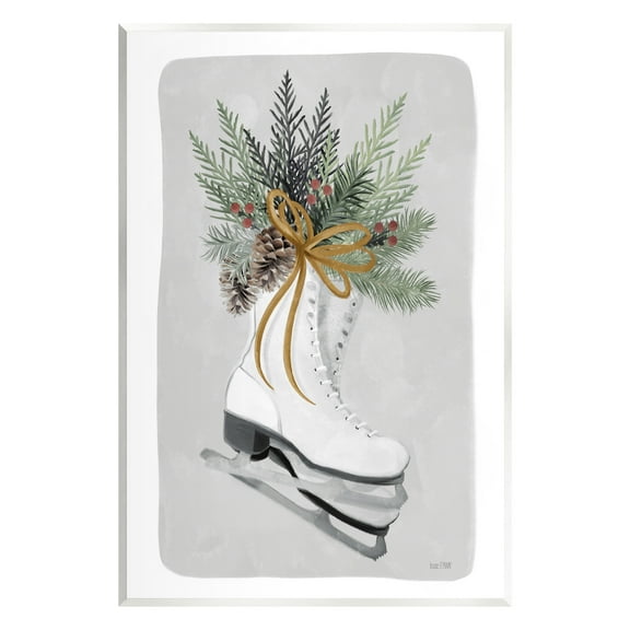 Stupell Industries Winter Skates & Pinecone Botanical & Floral Painting Unframed Art Print Wall Art, 10 x 15
