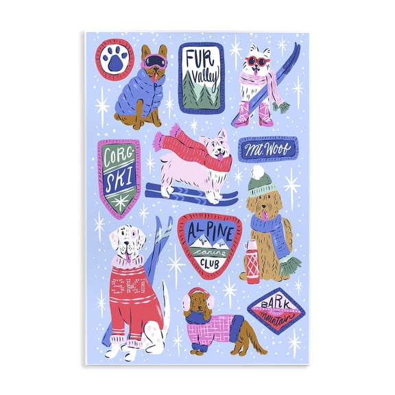 Stupell Industries Winter Ski Dogs Collage Wall Plaque Art design by Krissy Mast, 19 x 13