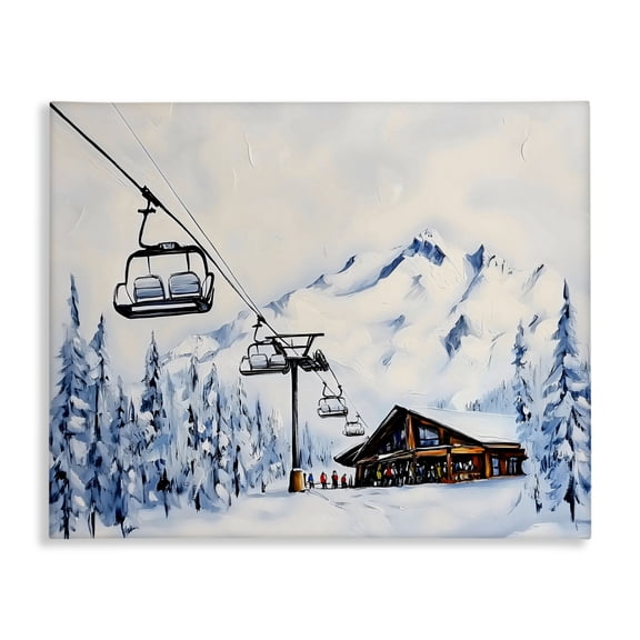 Stupell Industries Winter Ski Lift Cabin Canvas Wall Art, design by Arlington Prints