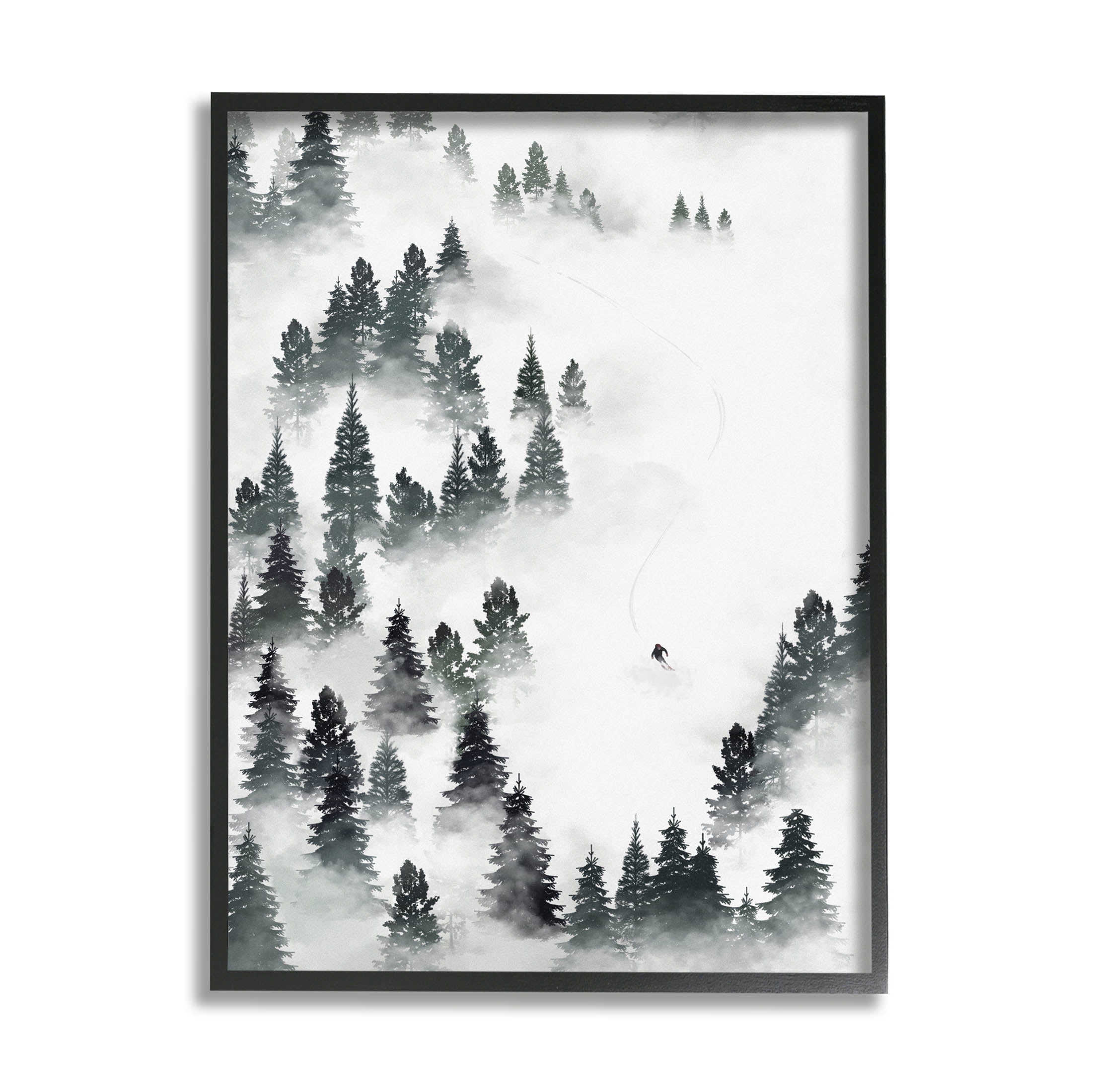 Stupell Industries Winter Ski Slopes Mountain Graphic Art Black Framed Art Print Wall Art, Design by Ziwei Li