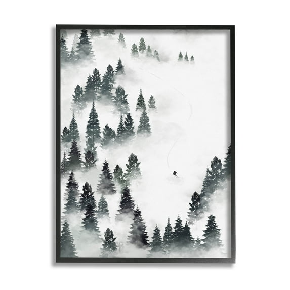 Stupell Industries Winter Ski Slopes Mountain Graphic Art Black Framed Art Print Wall Art, Design by Ziwei Li